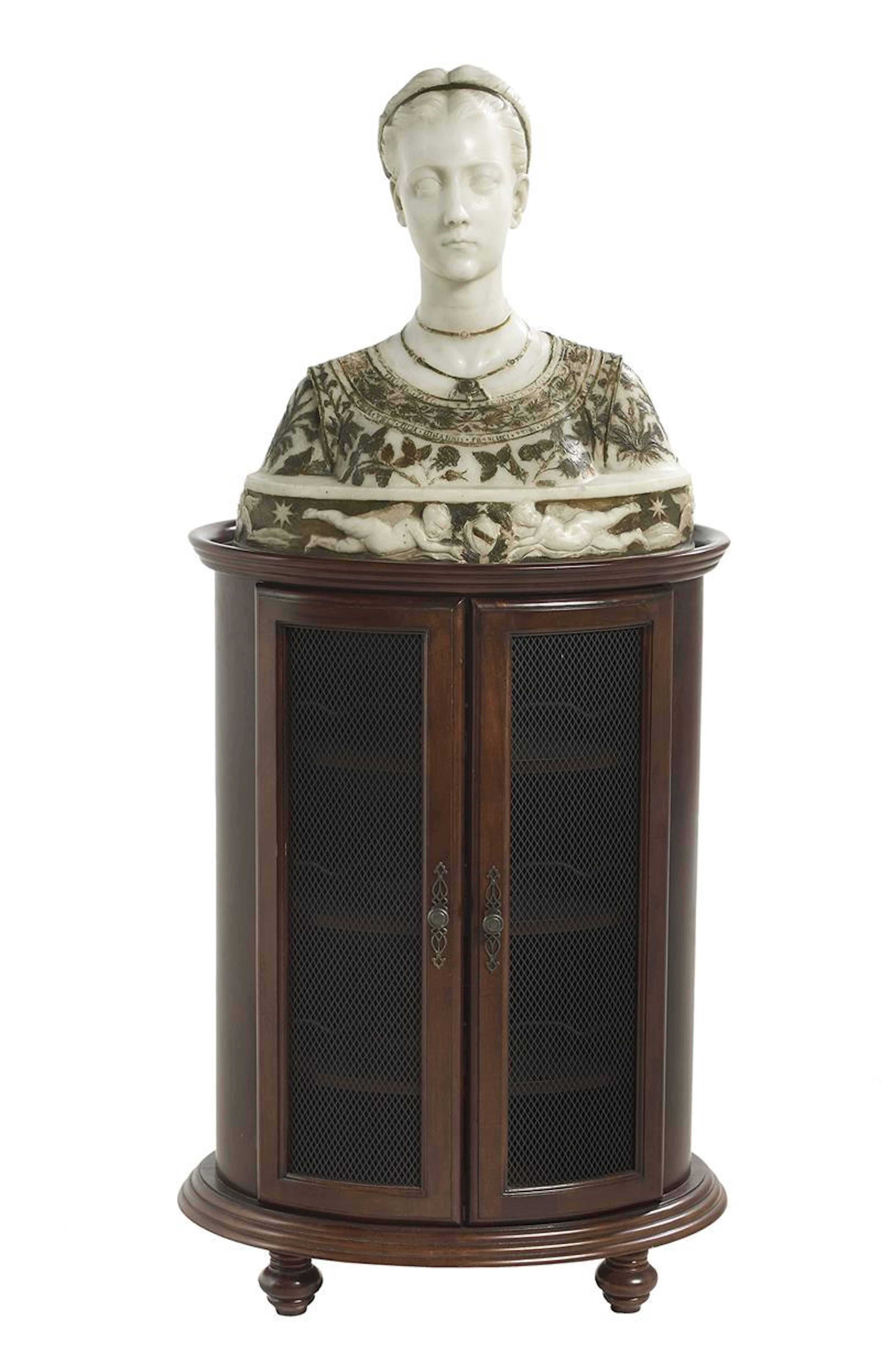 Fine Italian Carved and Polychrome Marble Bust of Cecilia Gonzaga (1426-1451)