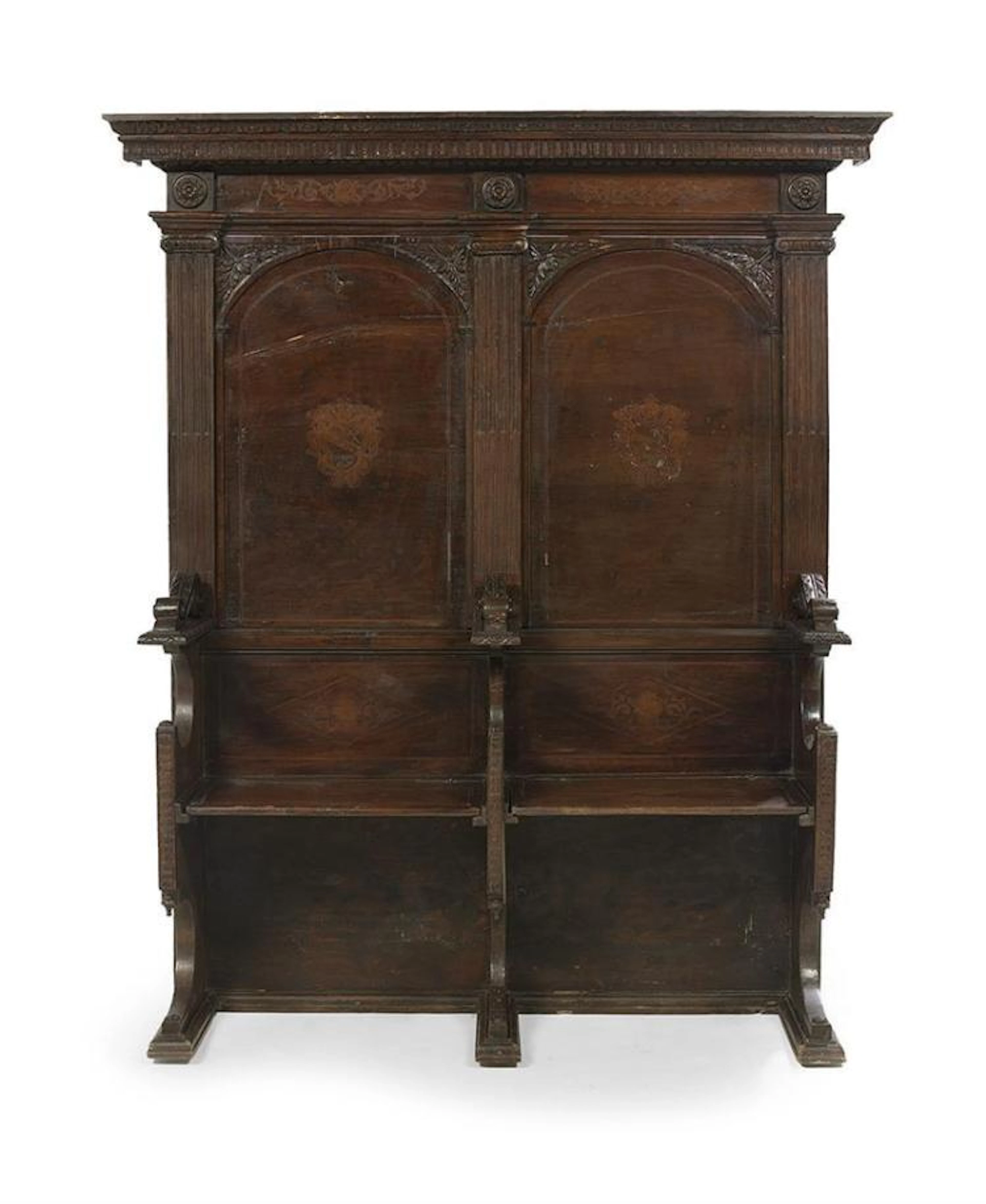 Italian Carved Walnut Hall Bench