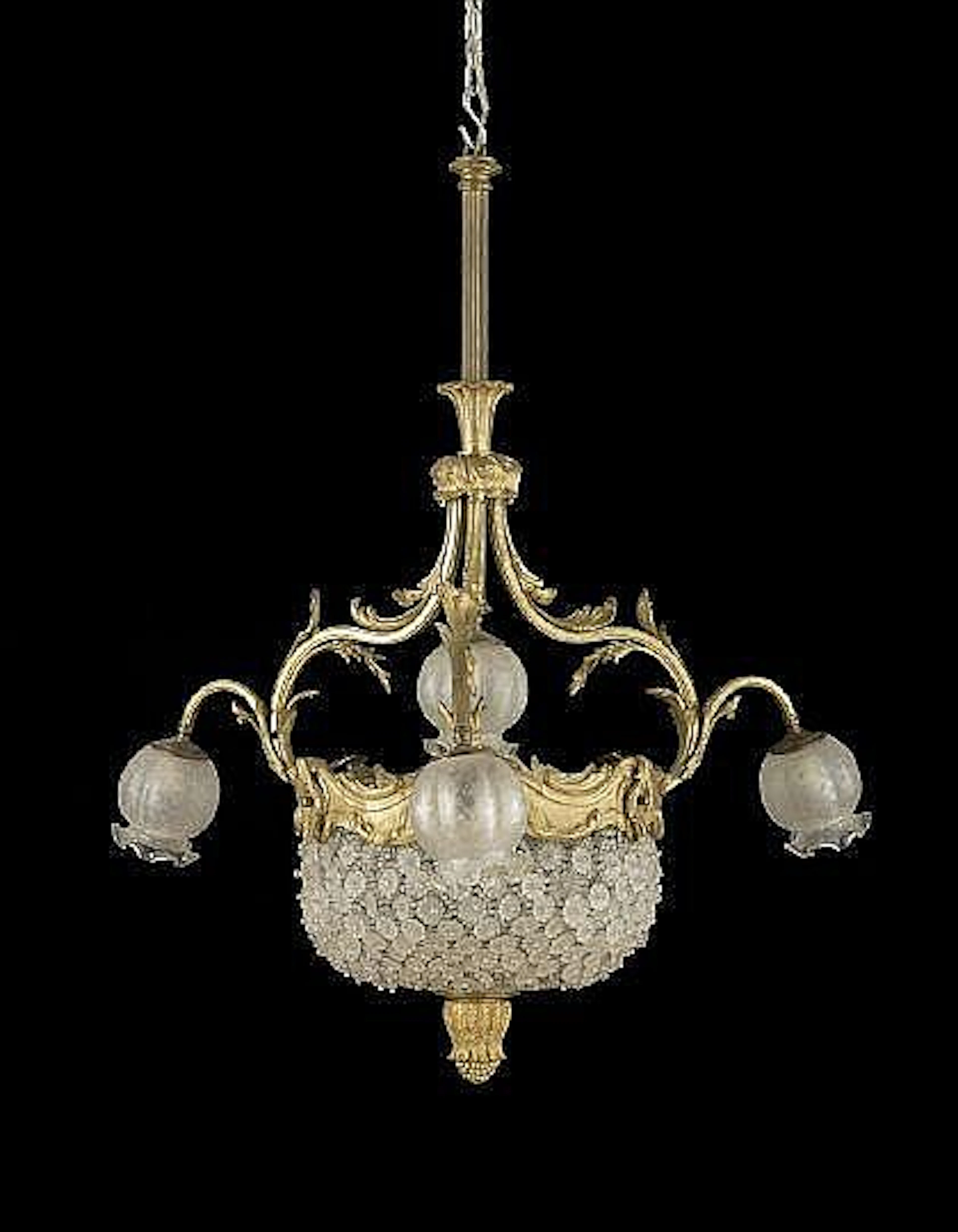 French Gilt-Brass and Cut Glass Chandelier