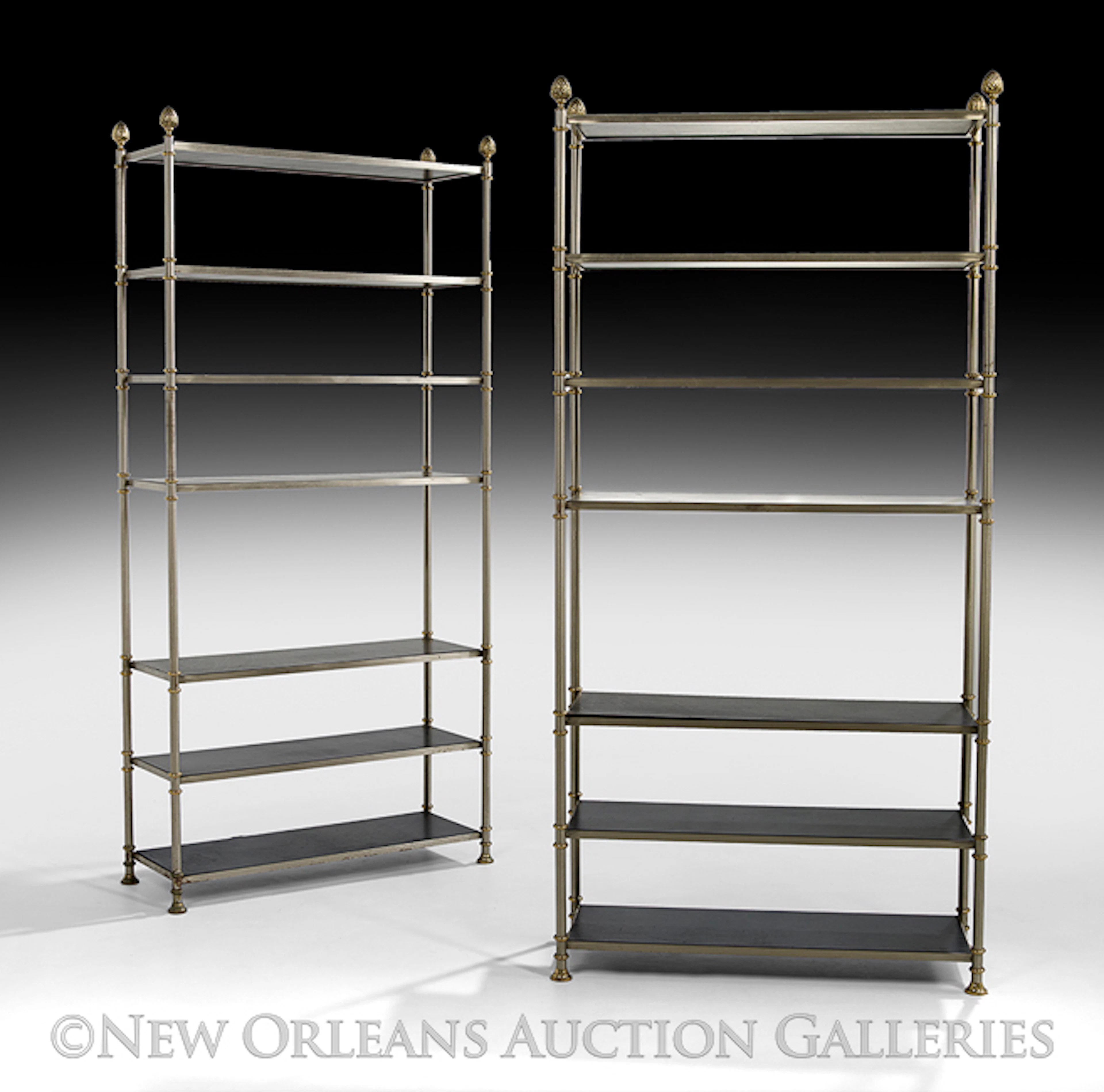 Tall Pair of Maison Jansen, Paris, Open Bookcases
