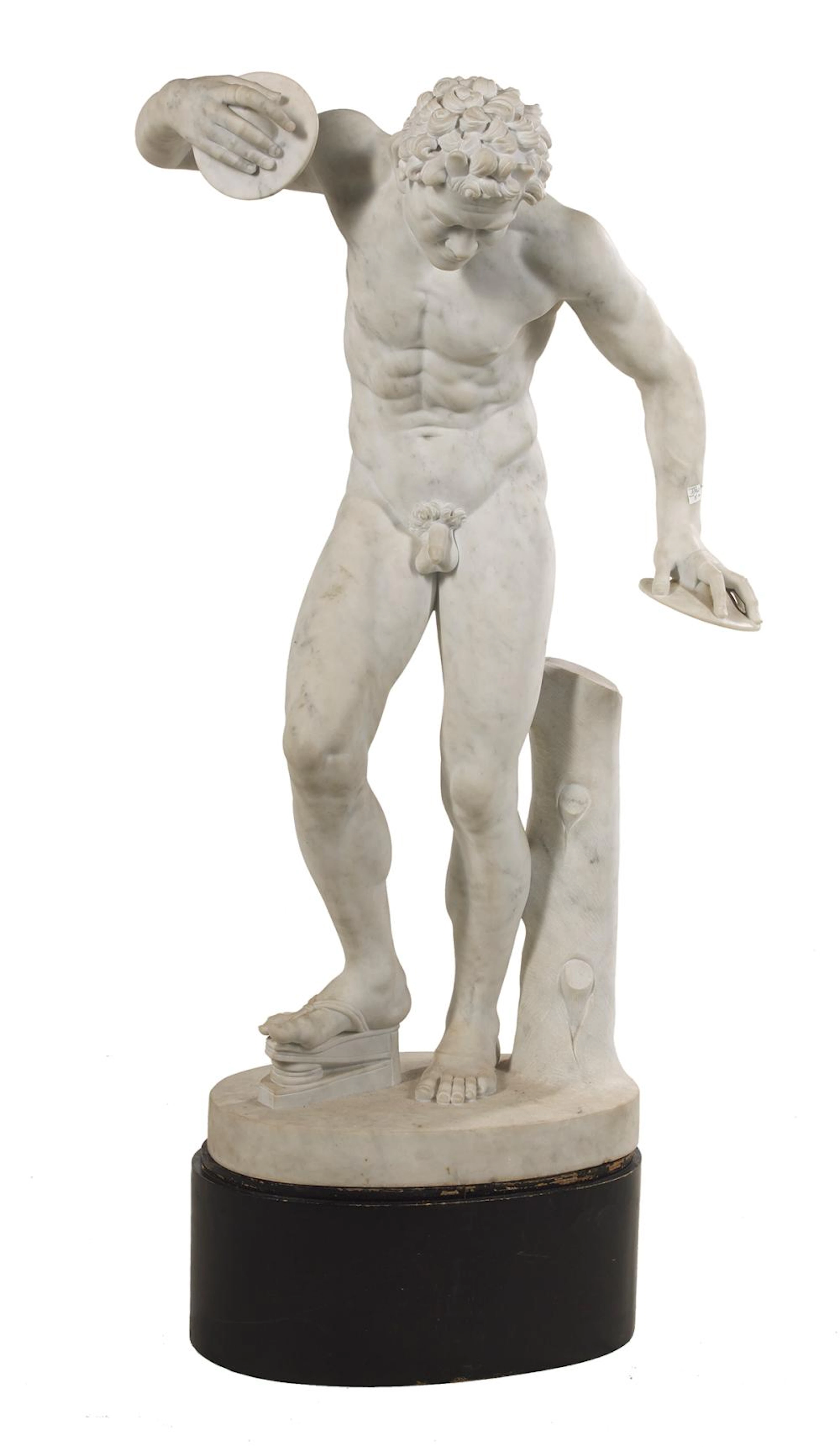Italian Carved Marble of a Satyr with Cymbals and Kroupezion