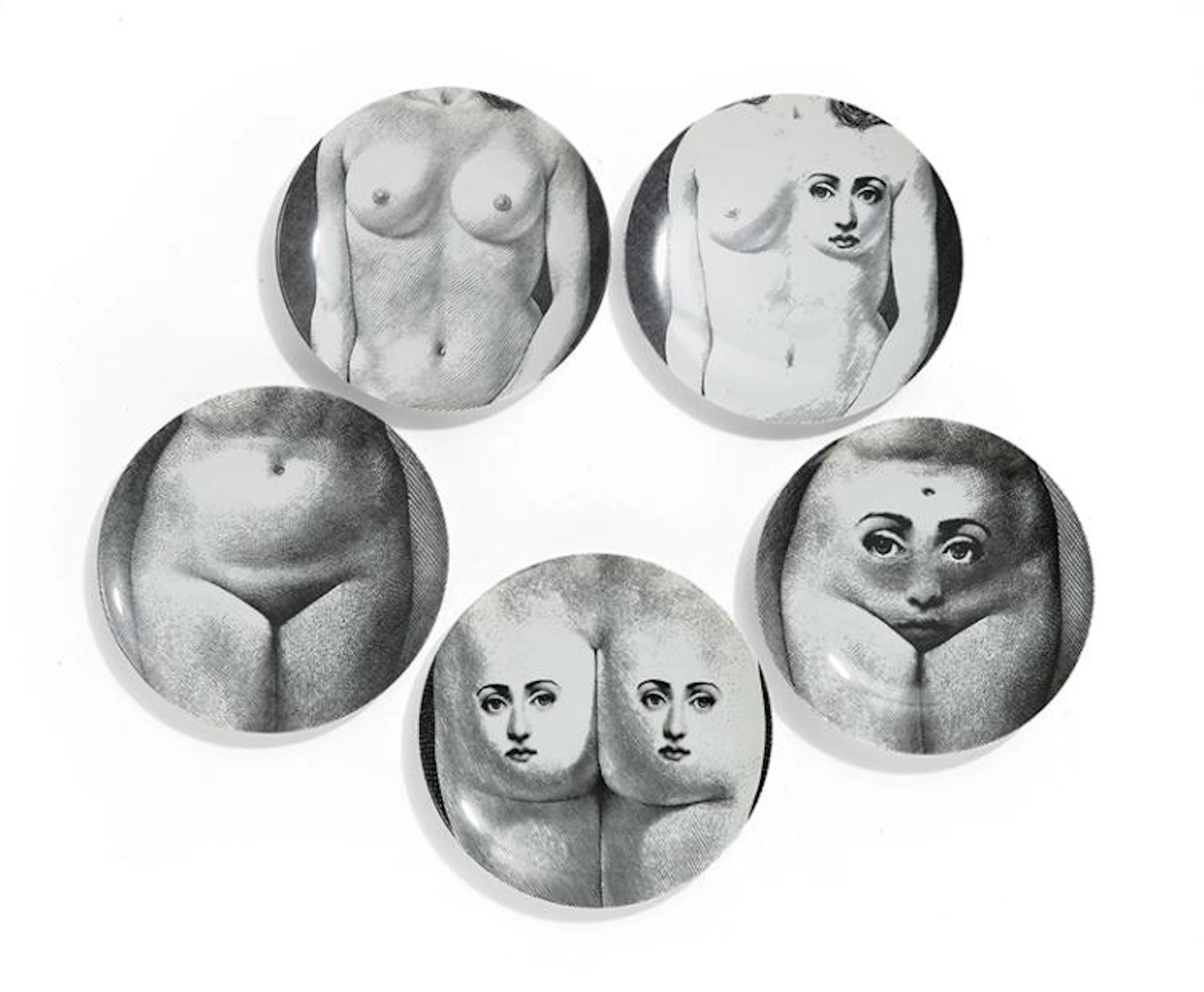 Five Black and White Printed Plates