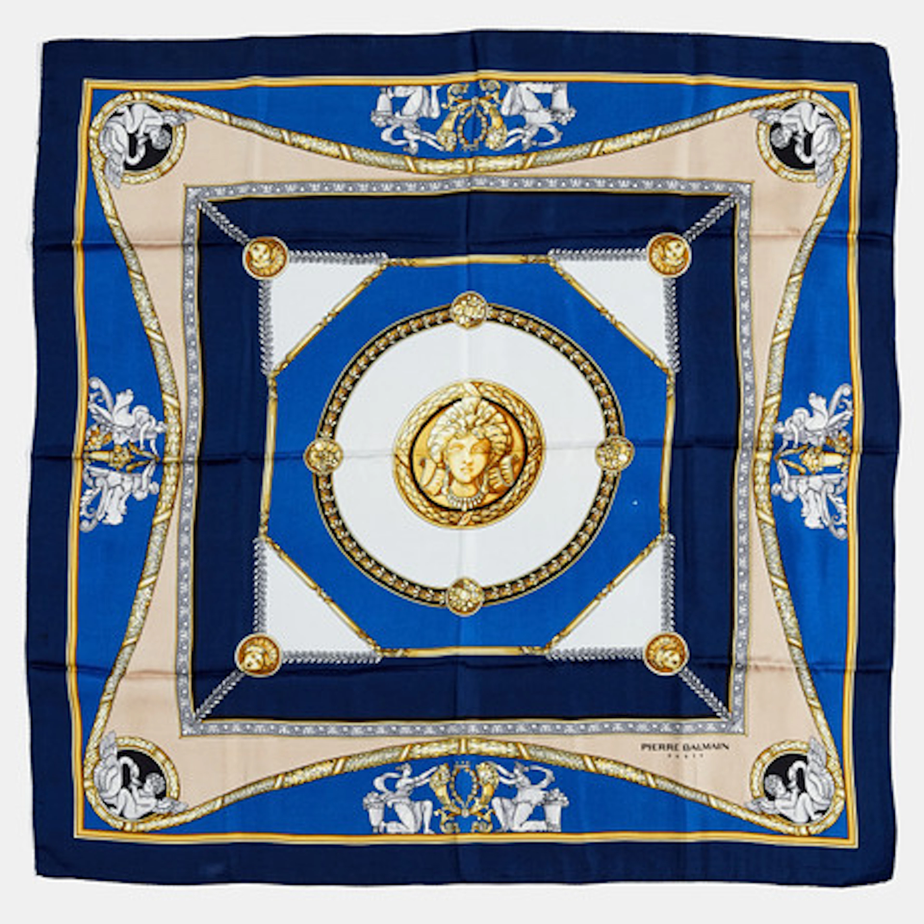 BALMAIN, scarf i foulardsiden, 85 x 85 cm.