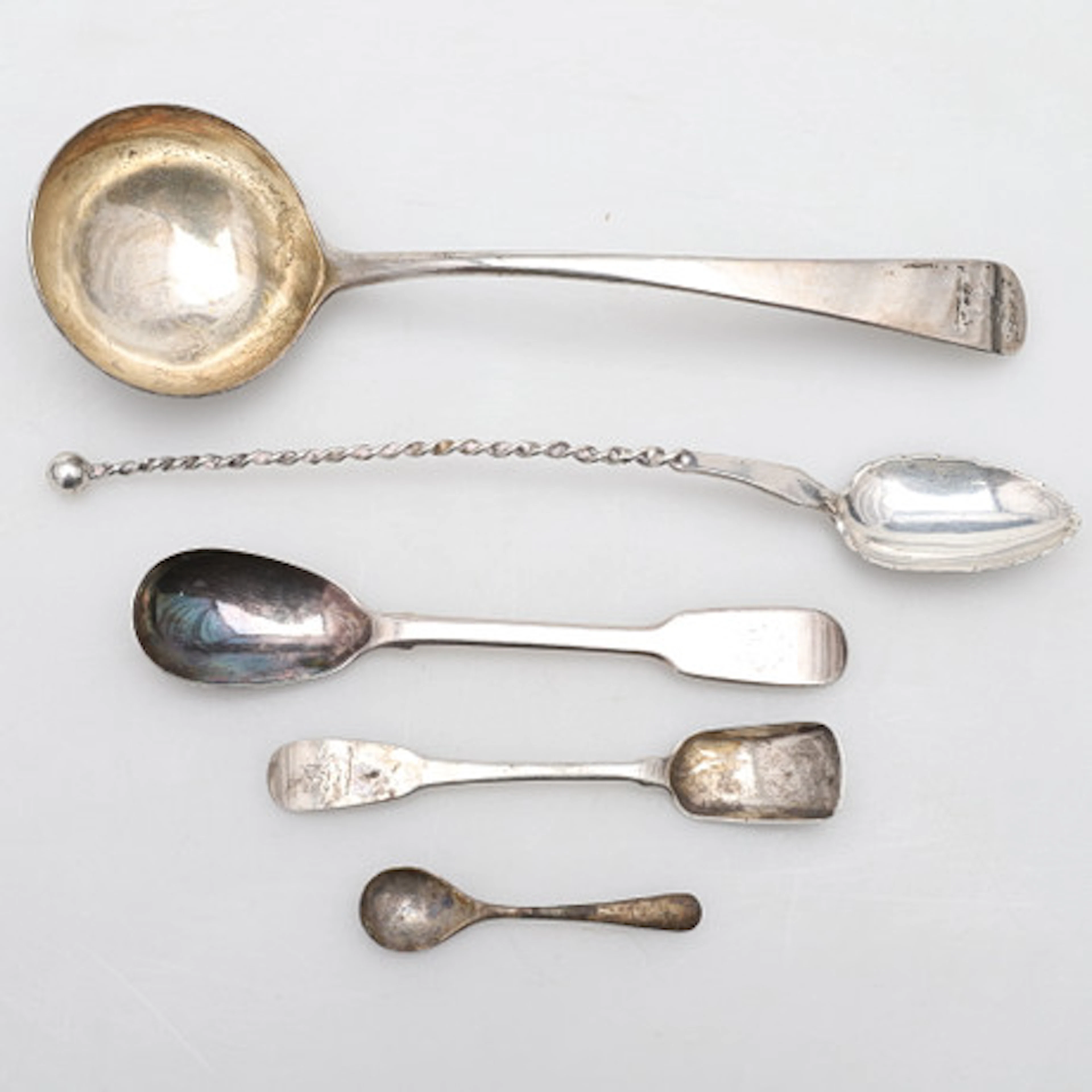 PARTI SILVER, 5 delar, 1700/1800-tal.