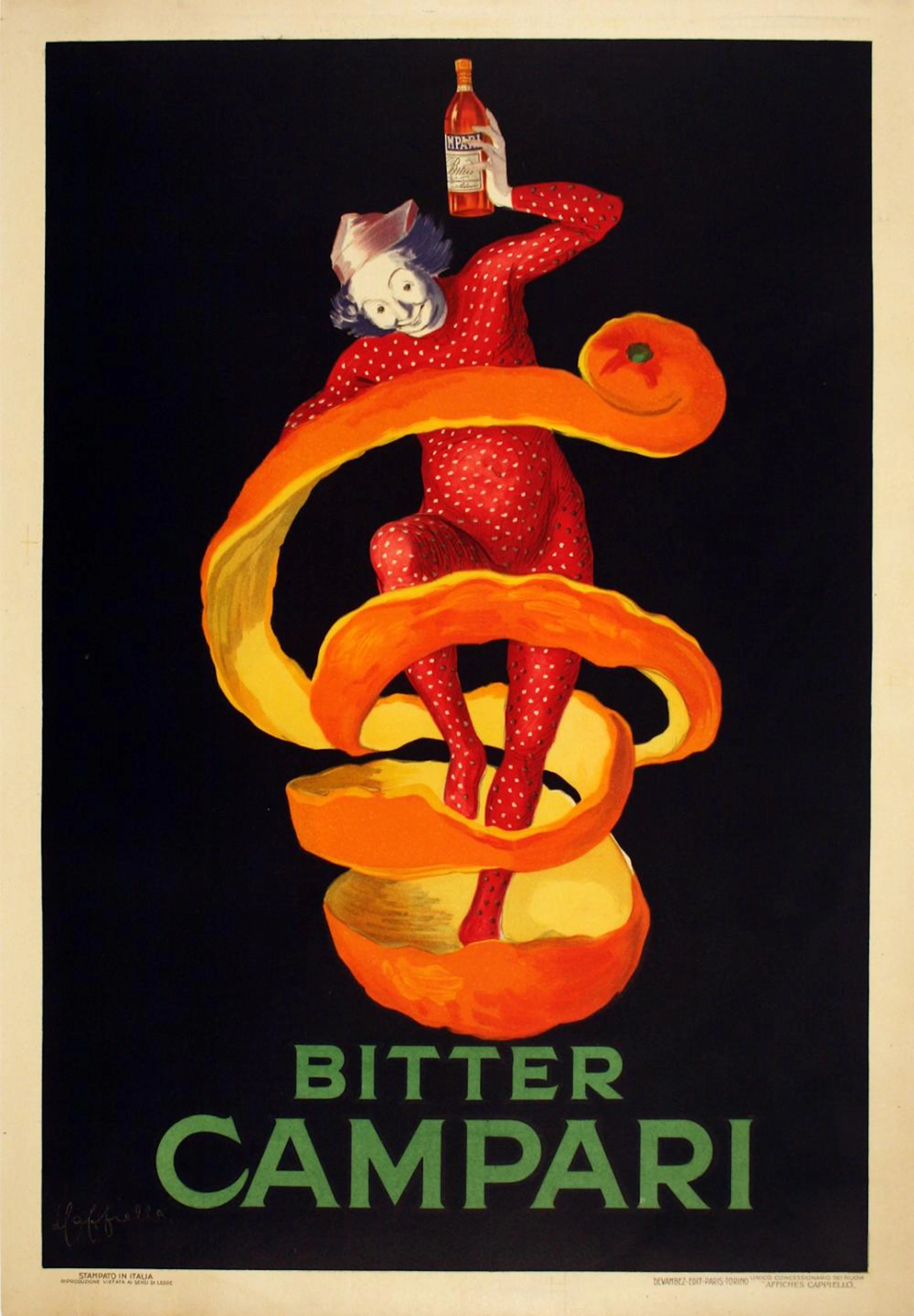 Original Leonetto Cappiello Bitter Campari Poster 1921 Printed by Devambez
