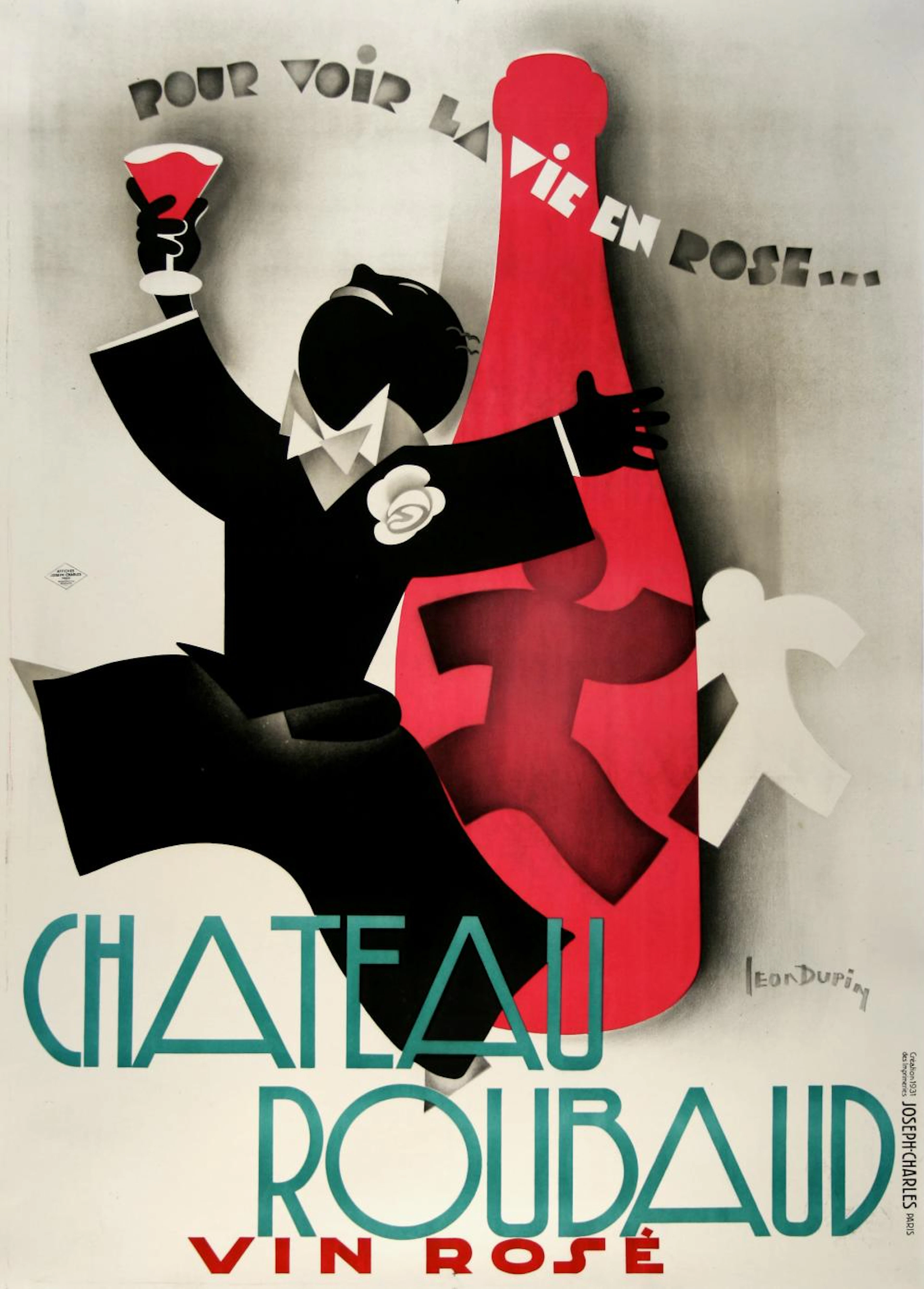 Original Vintage Art Deco Wine Poster Chateau Roubaud by Leon Dupin 1931