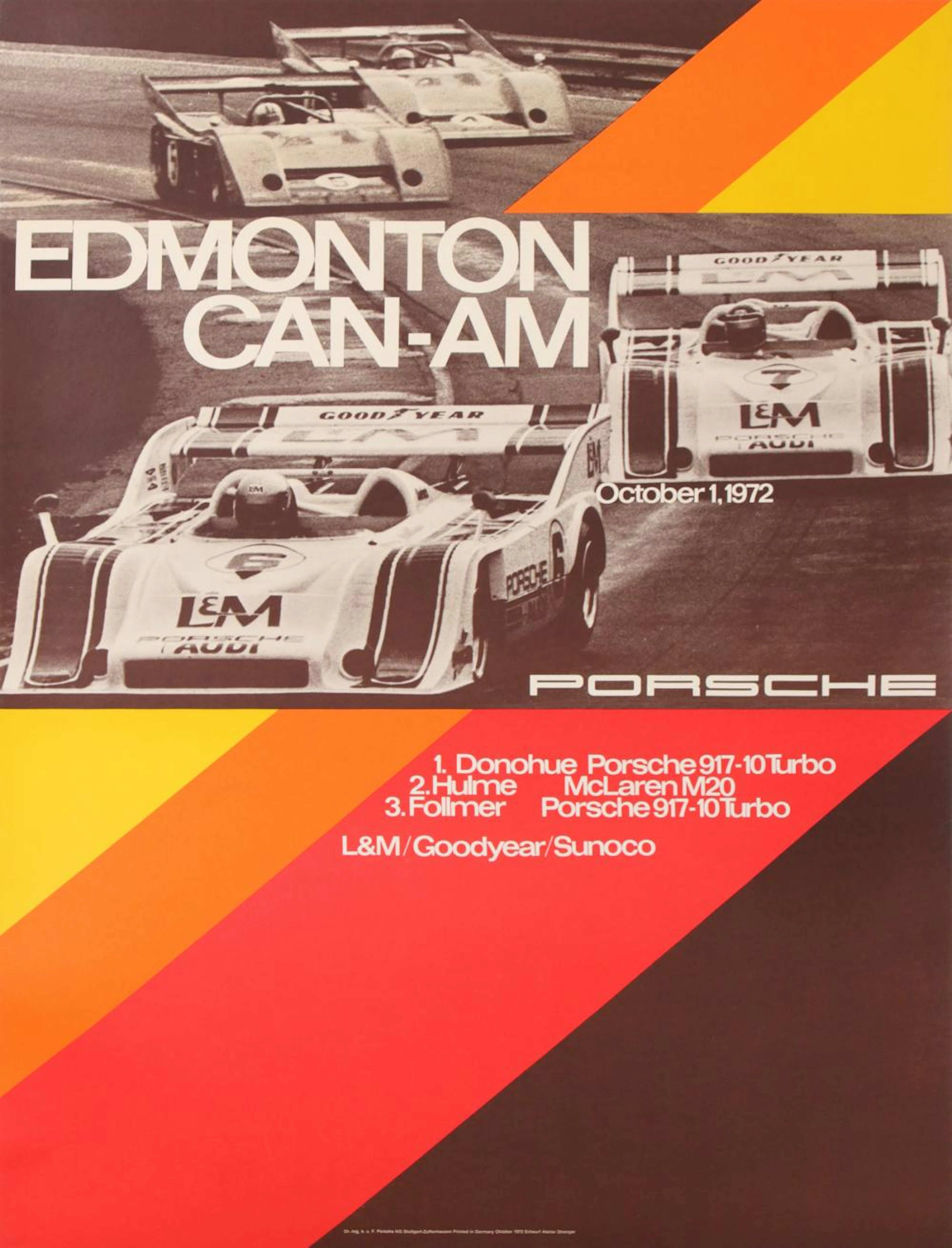 Original Vintage Porsche Car Race Poster 1972 Edmonton...