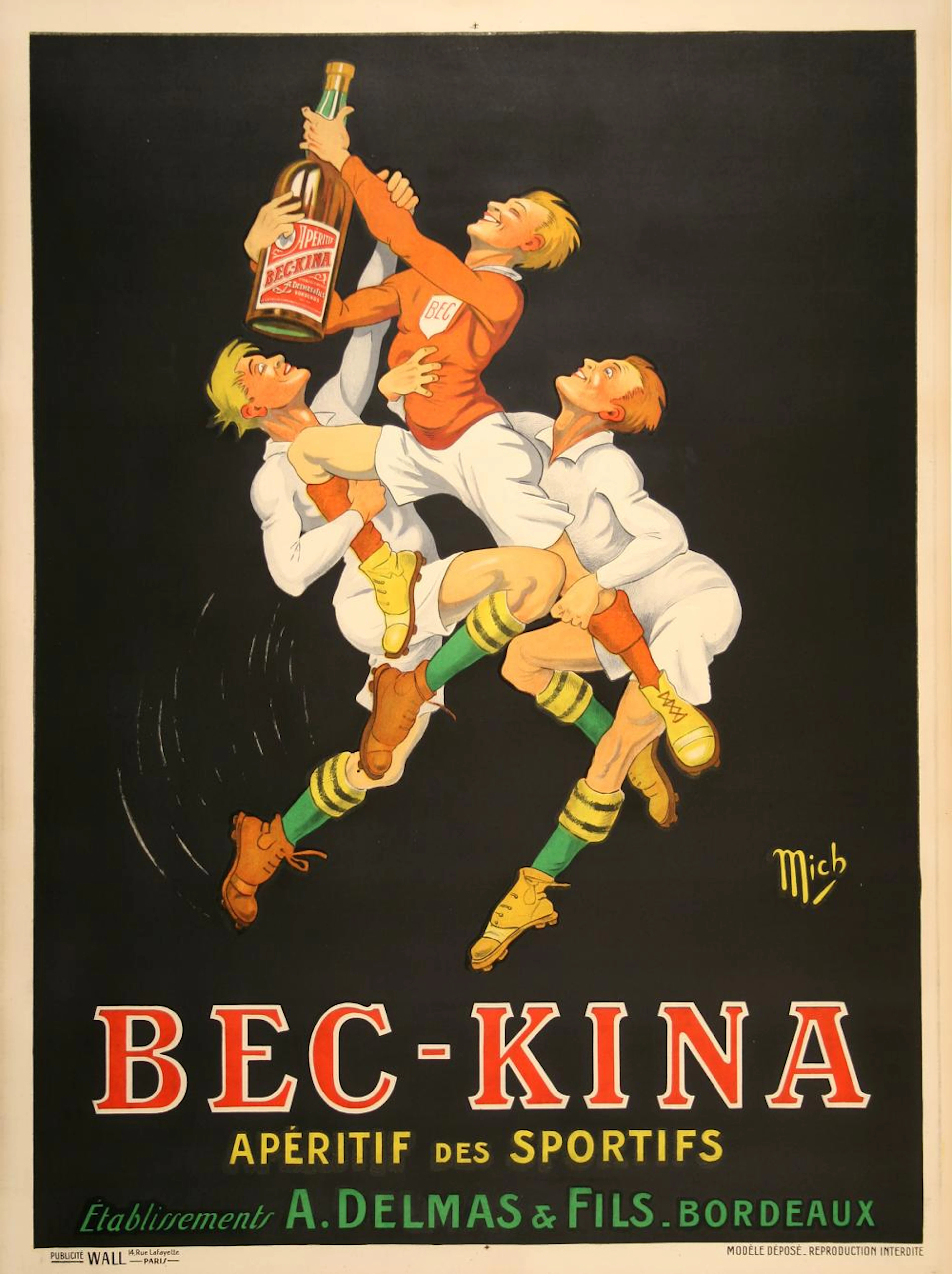 Original Bec Kina Aperitif Liquor Vintage Poster by Mich c1925