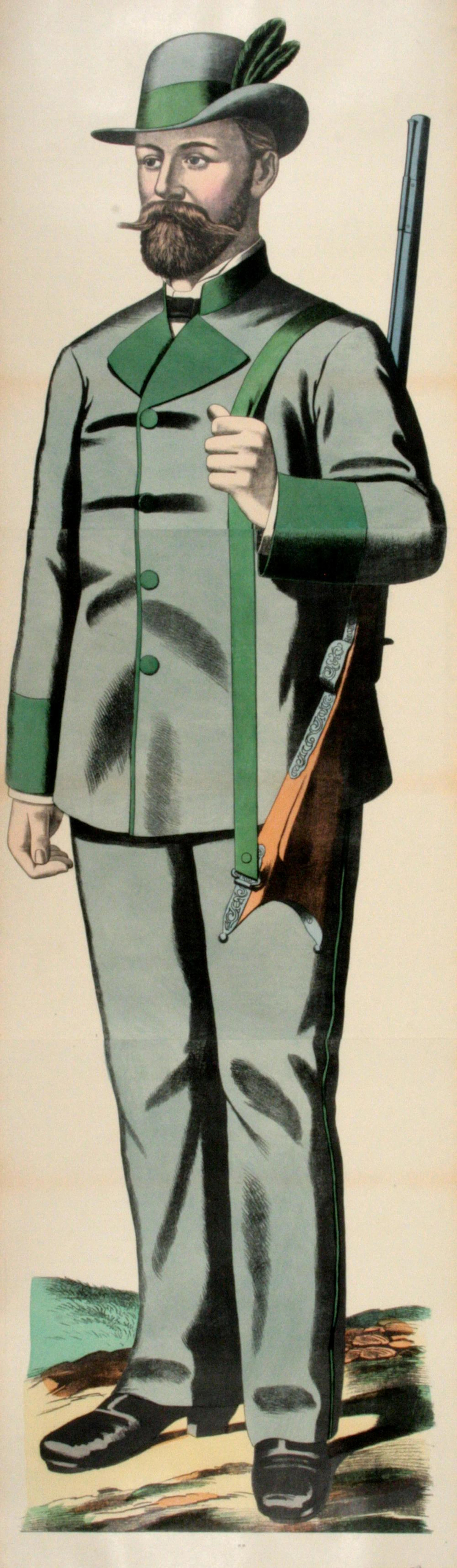 Original C1880 Vintage Poster - Gentleman Holding Rifle...