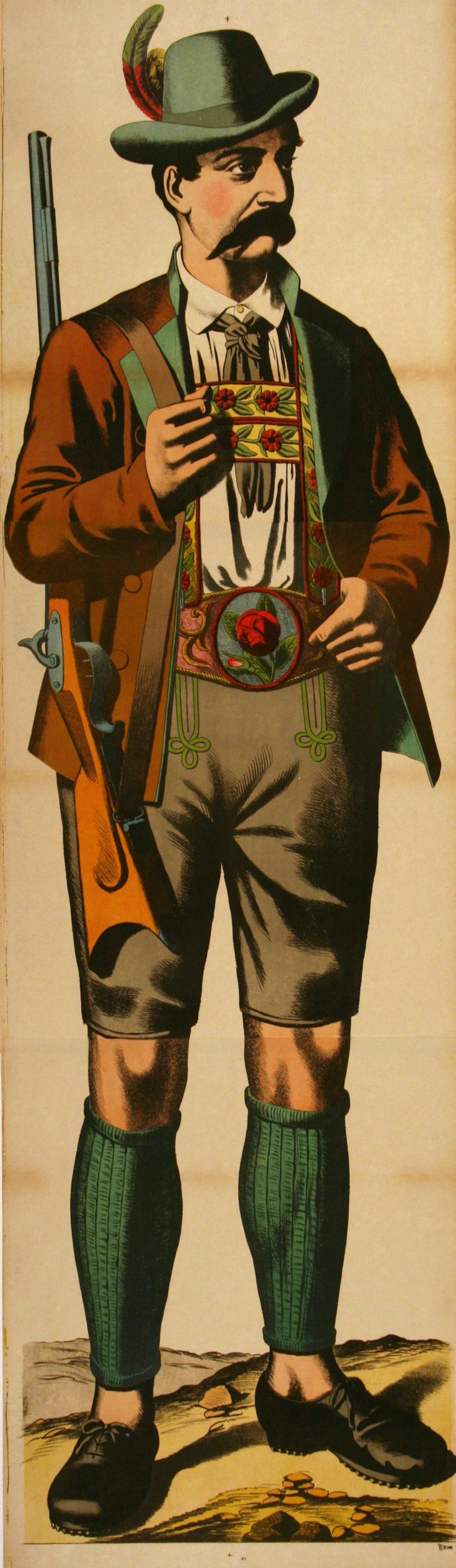 Original C1880 Vintage Poster - Man in Lederhosen 01 - Wissembourg Collectio