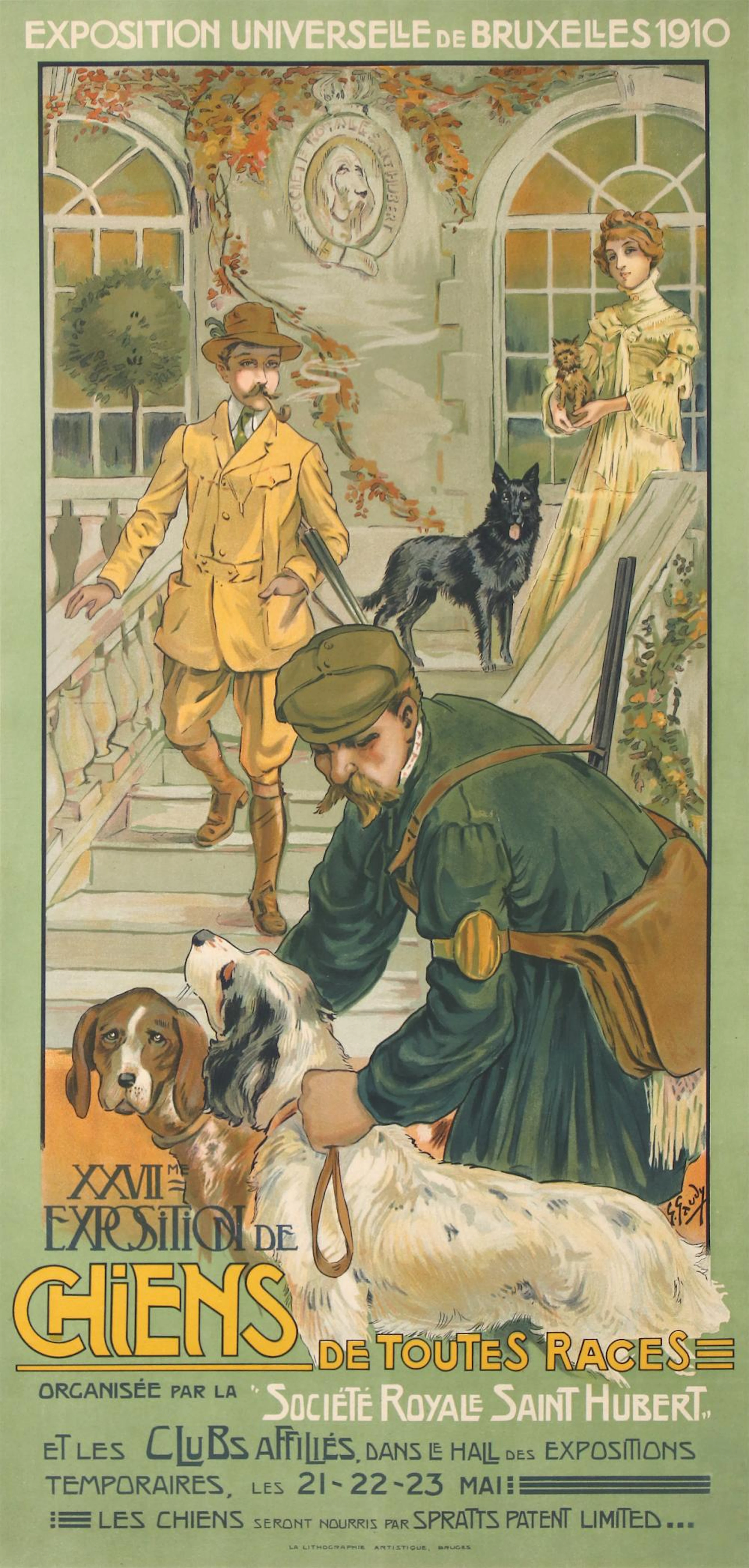Original Vintage Dog Show Exposition de Chiens 1910 by Gaudy 1910