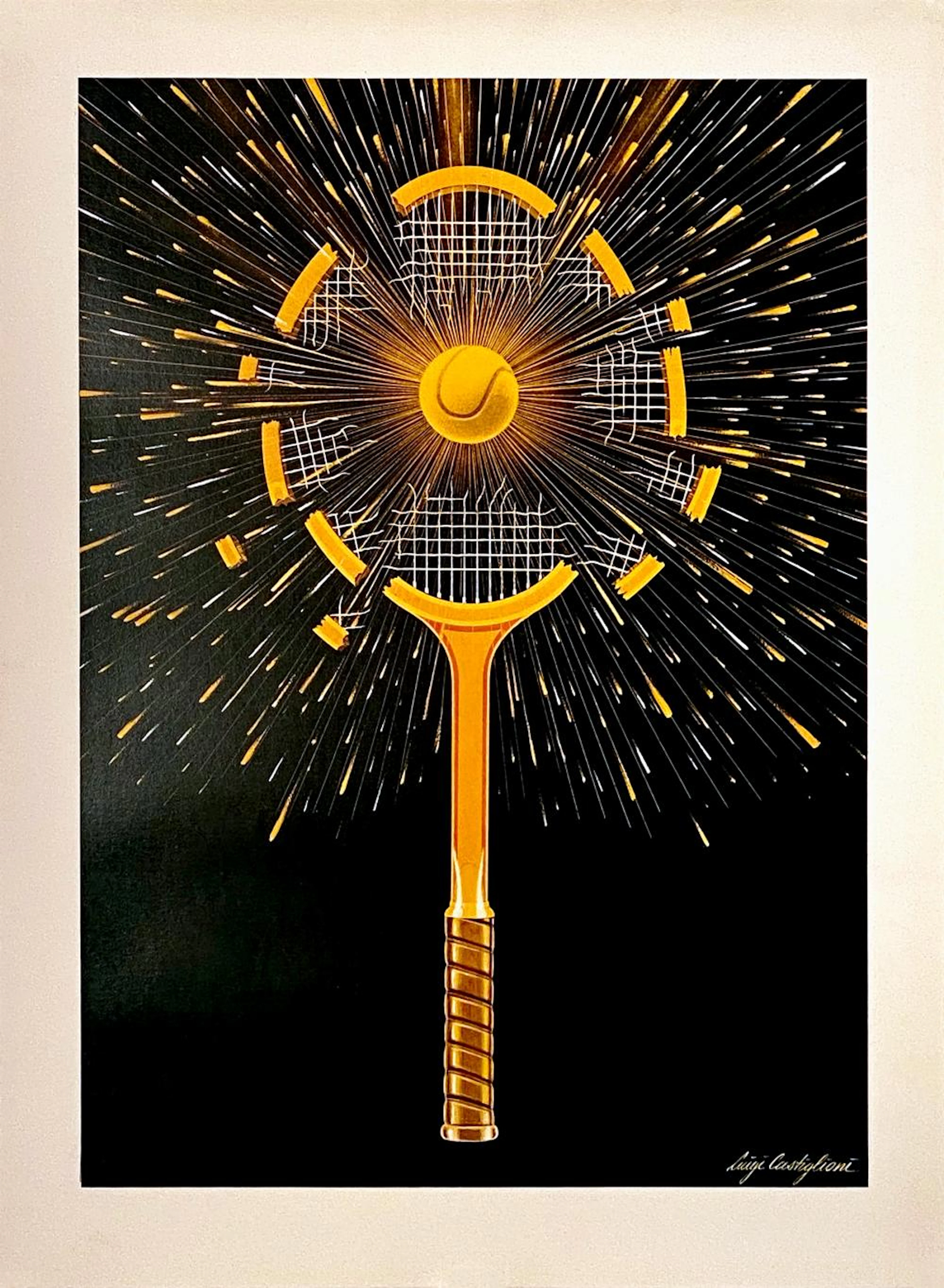 Tennis - Ball Smashing Racket Original Vintage Print by Luigi Castiglioni c1983