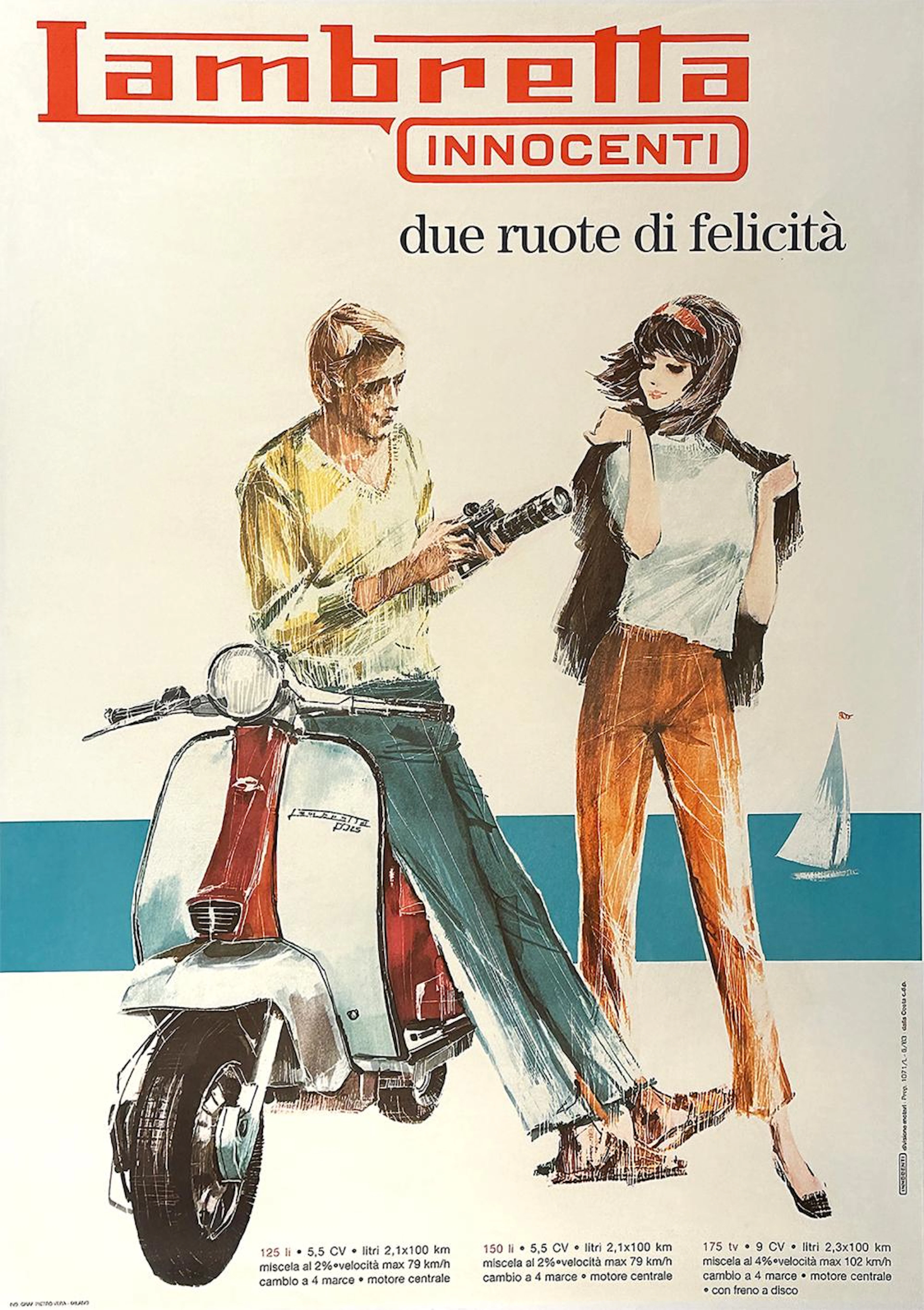 Original Vintage Lambretta Motorcycle Poster Innocenti...