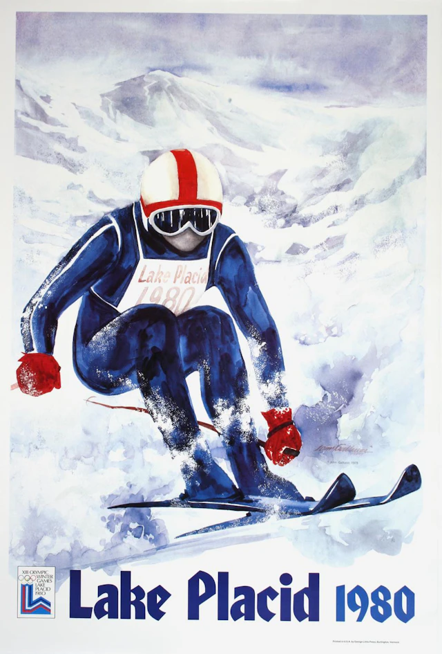 Lake Placid Winter Olympics 1980 - Skier Original Vintage...