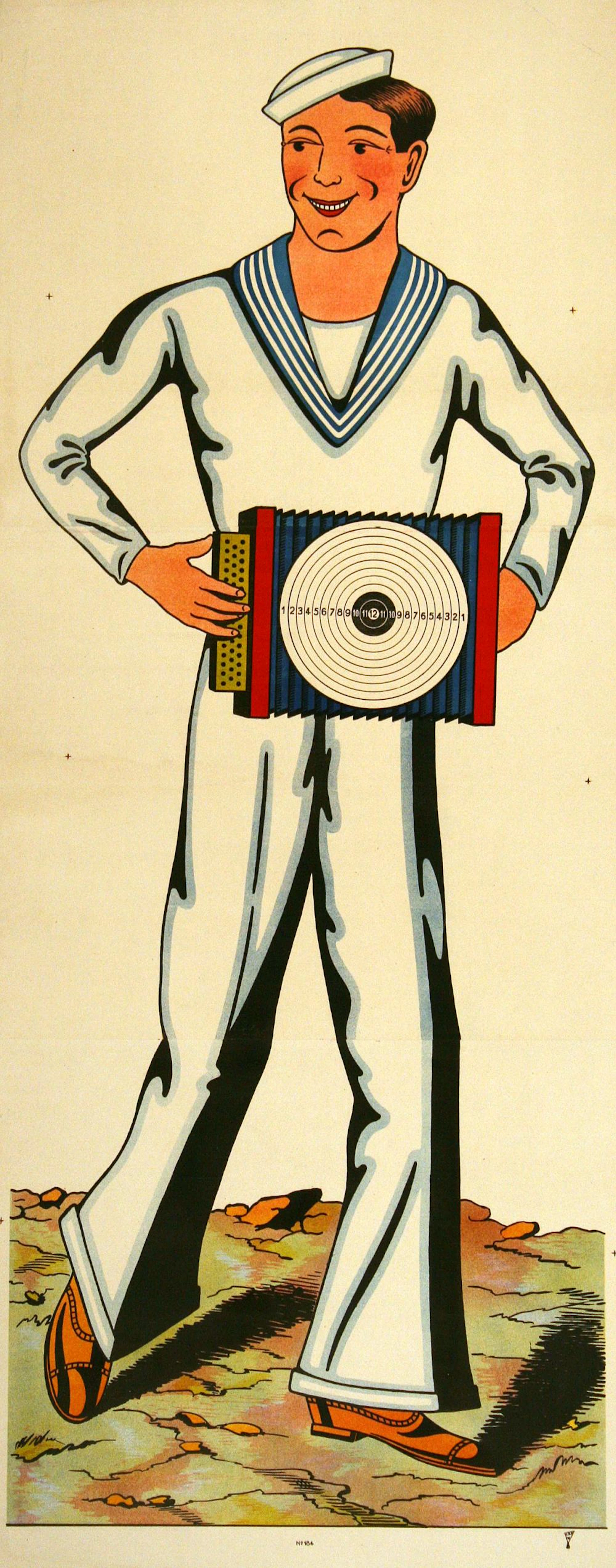 Original C1880 Sailor with Accordion Poster - Wissembourg Collectio