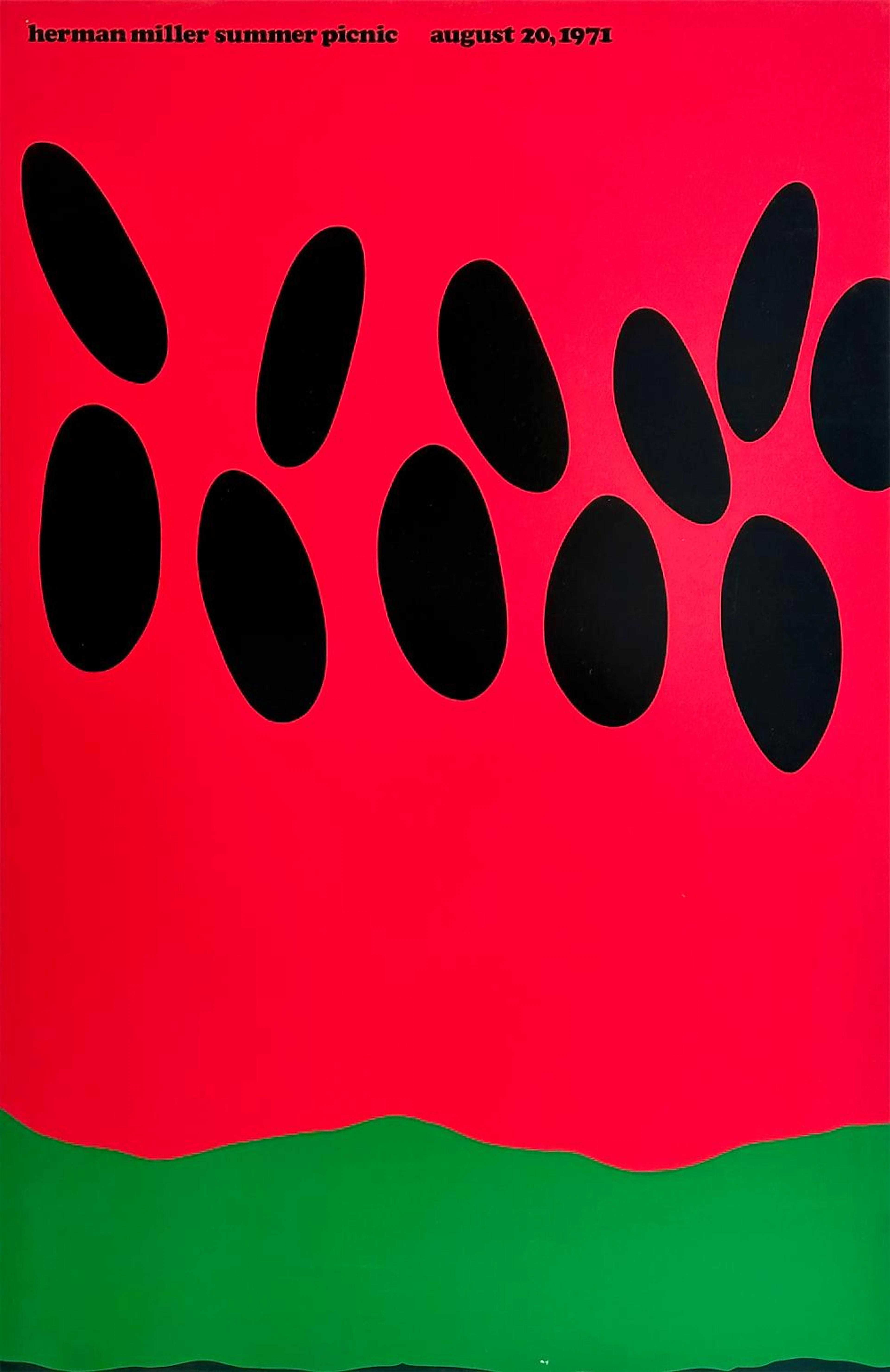 Original Vintage Herman Miller Summer Picnic Poster by Frykholm 1971 Watermelo