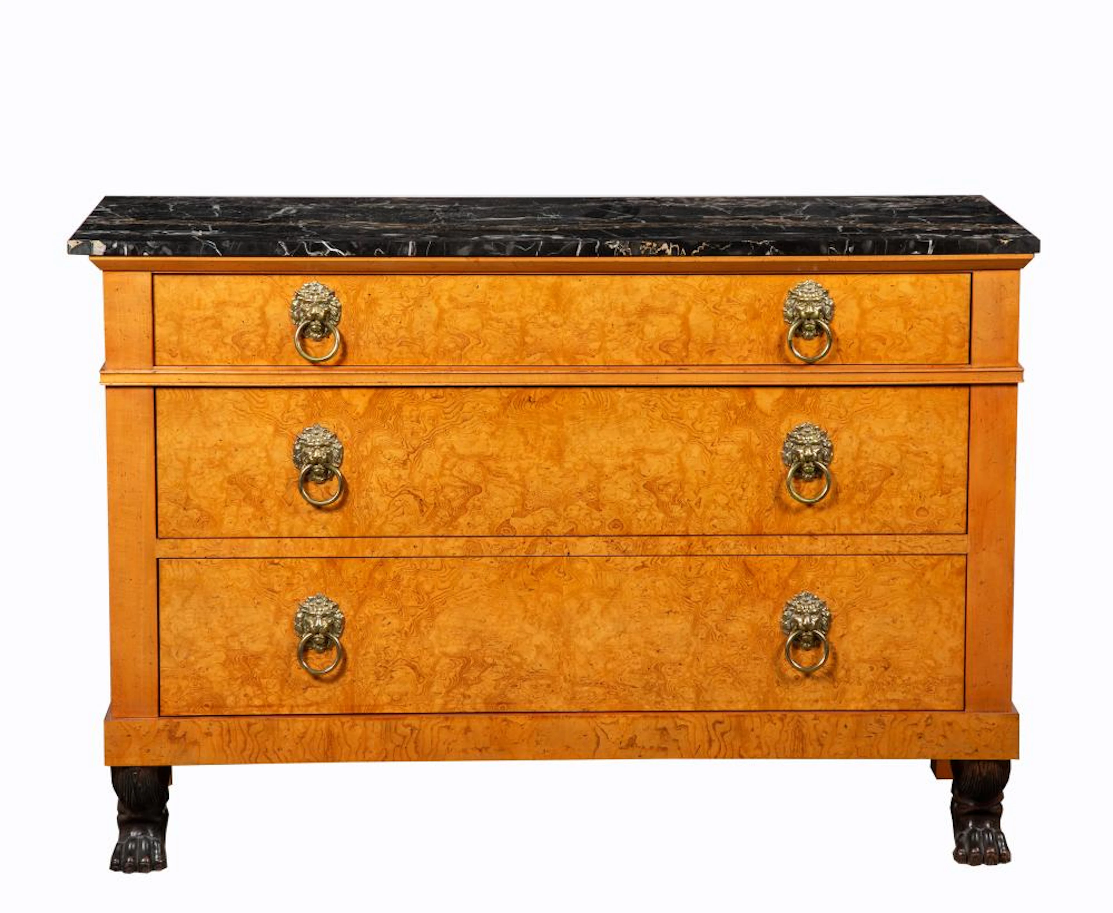 Biedermeier Style Marble Top Chest of Three Drawers