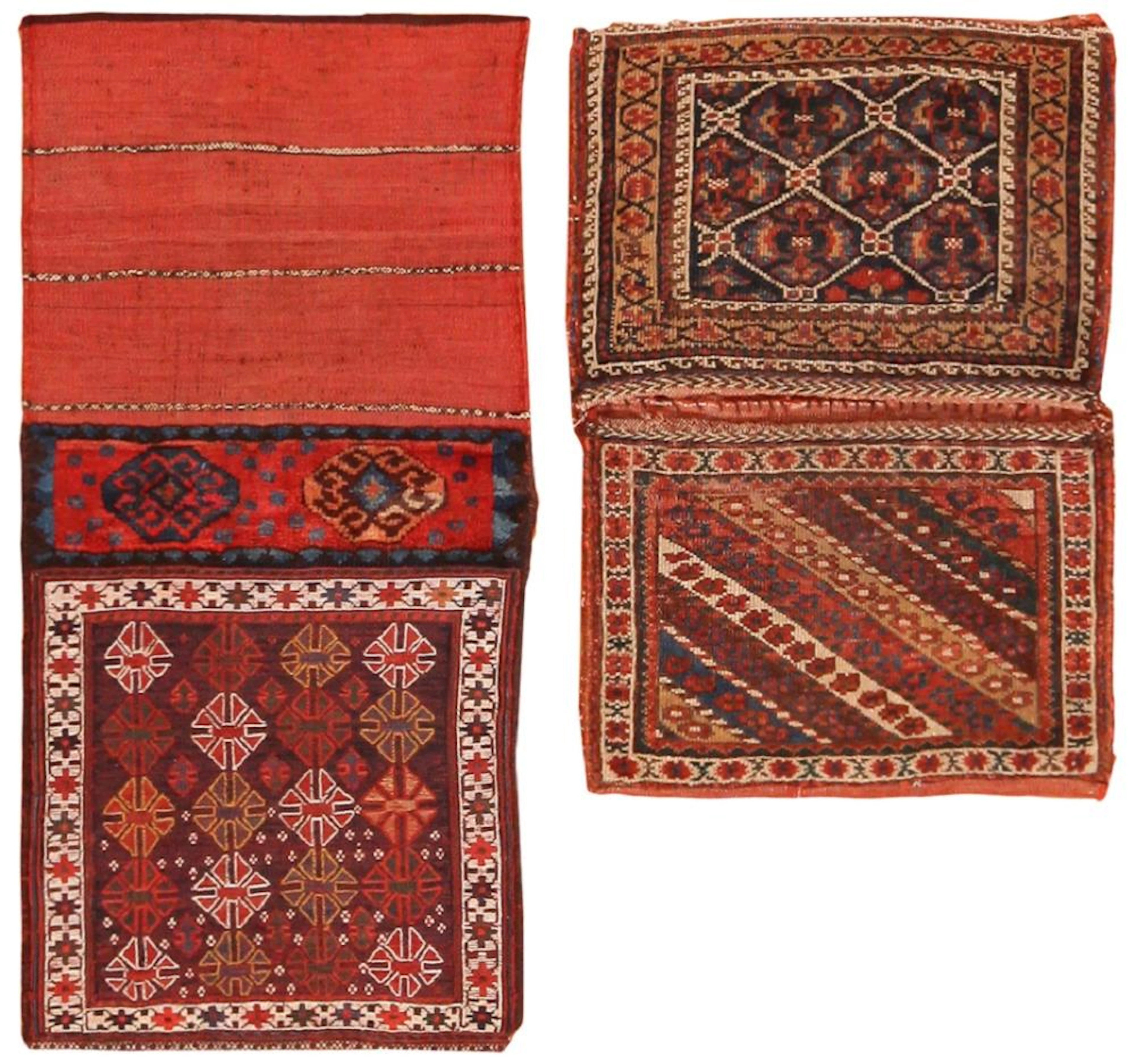 Pair of Antique Persian Bags , 1 ft 4 in x 2 ft & 1 ft 3 in x 2 ft 6 in