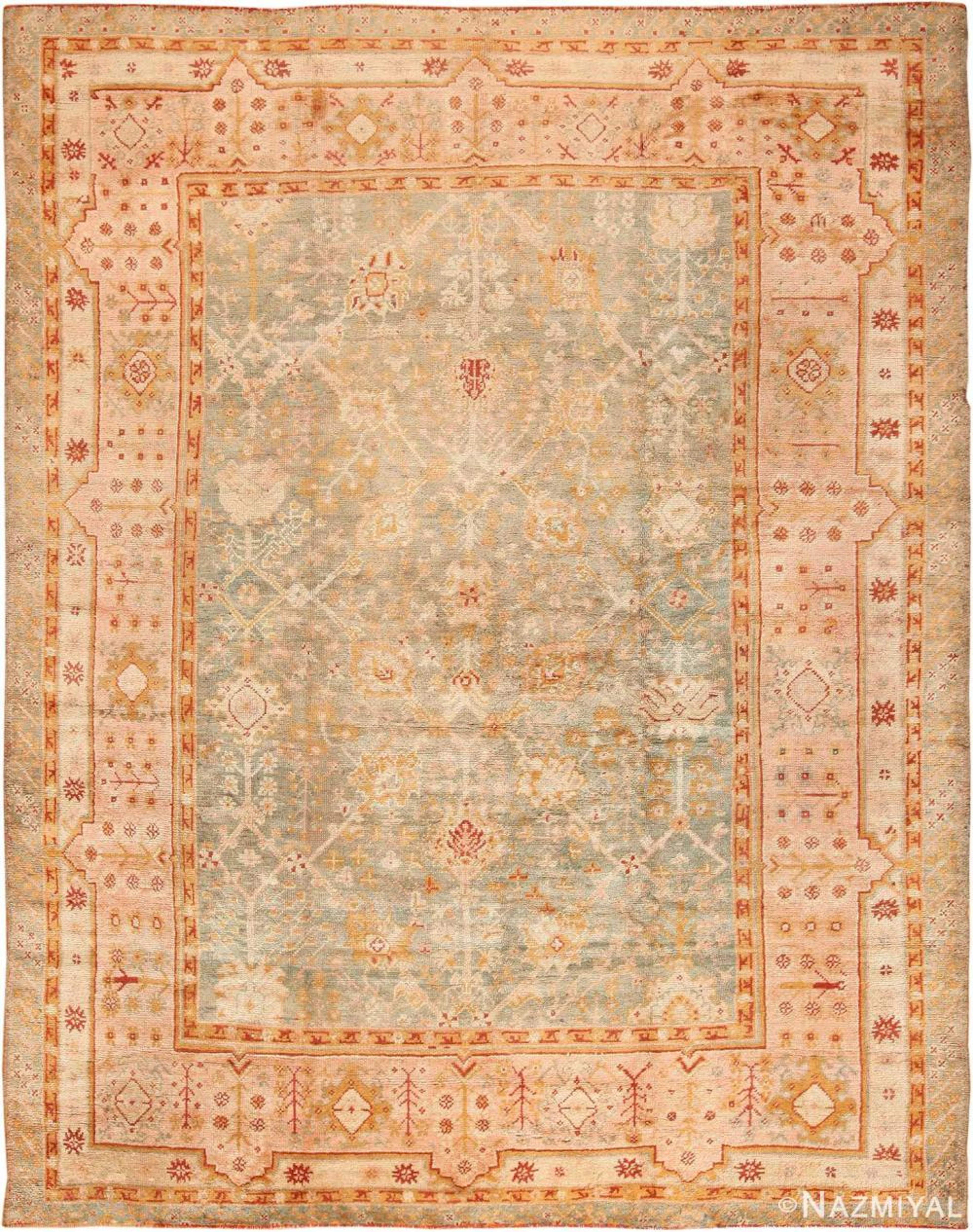 Antique Turkish Oushak , 10 ft x 13 ft (3.05 m x 3.96 m)