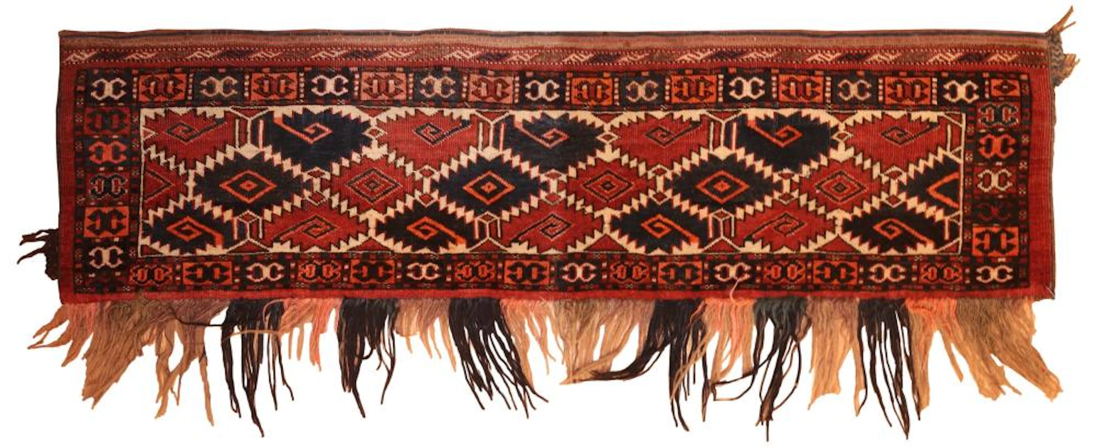 Antique Yomud Chador band , 1 ft 2 in x 4 ft 6 in ( 0.36 m x 1.37 m )