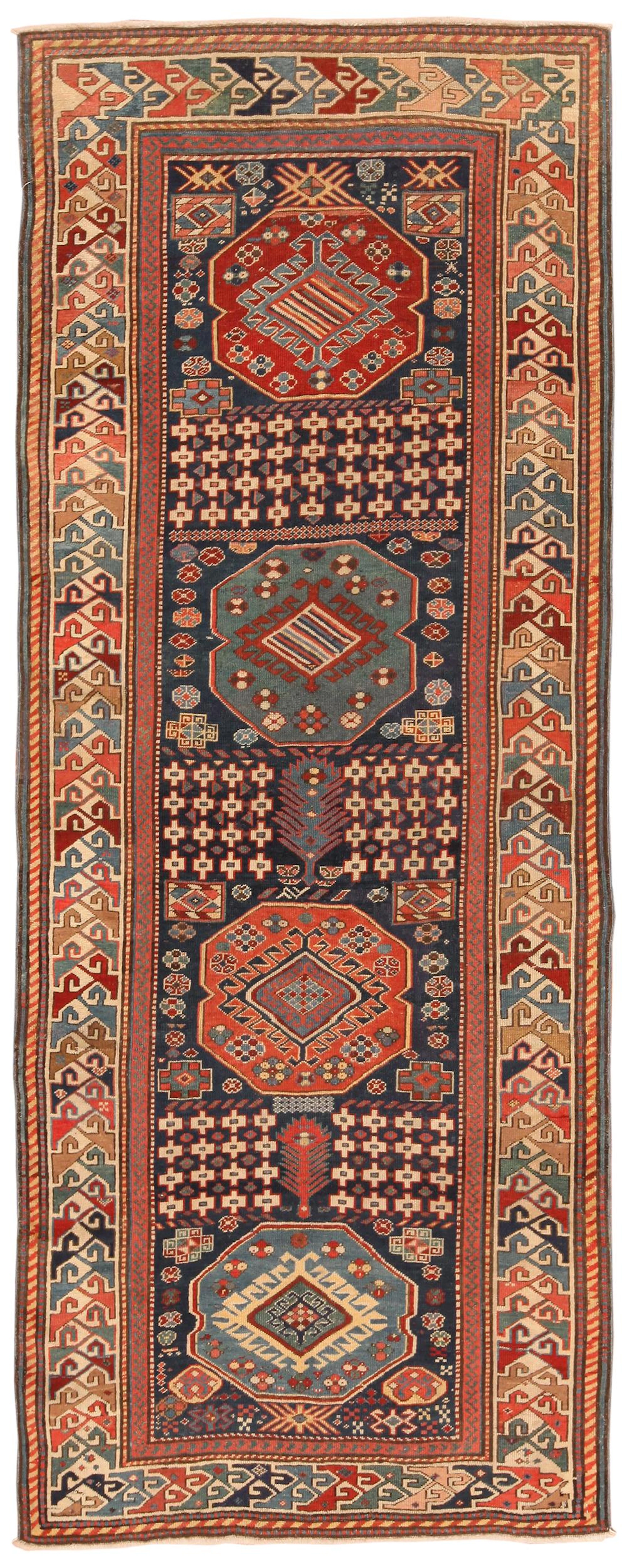 Antique Caucasian Shirvan , 3 ft 4 in x 8 ft 2 in ( 1.02 m x 2.49 m )