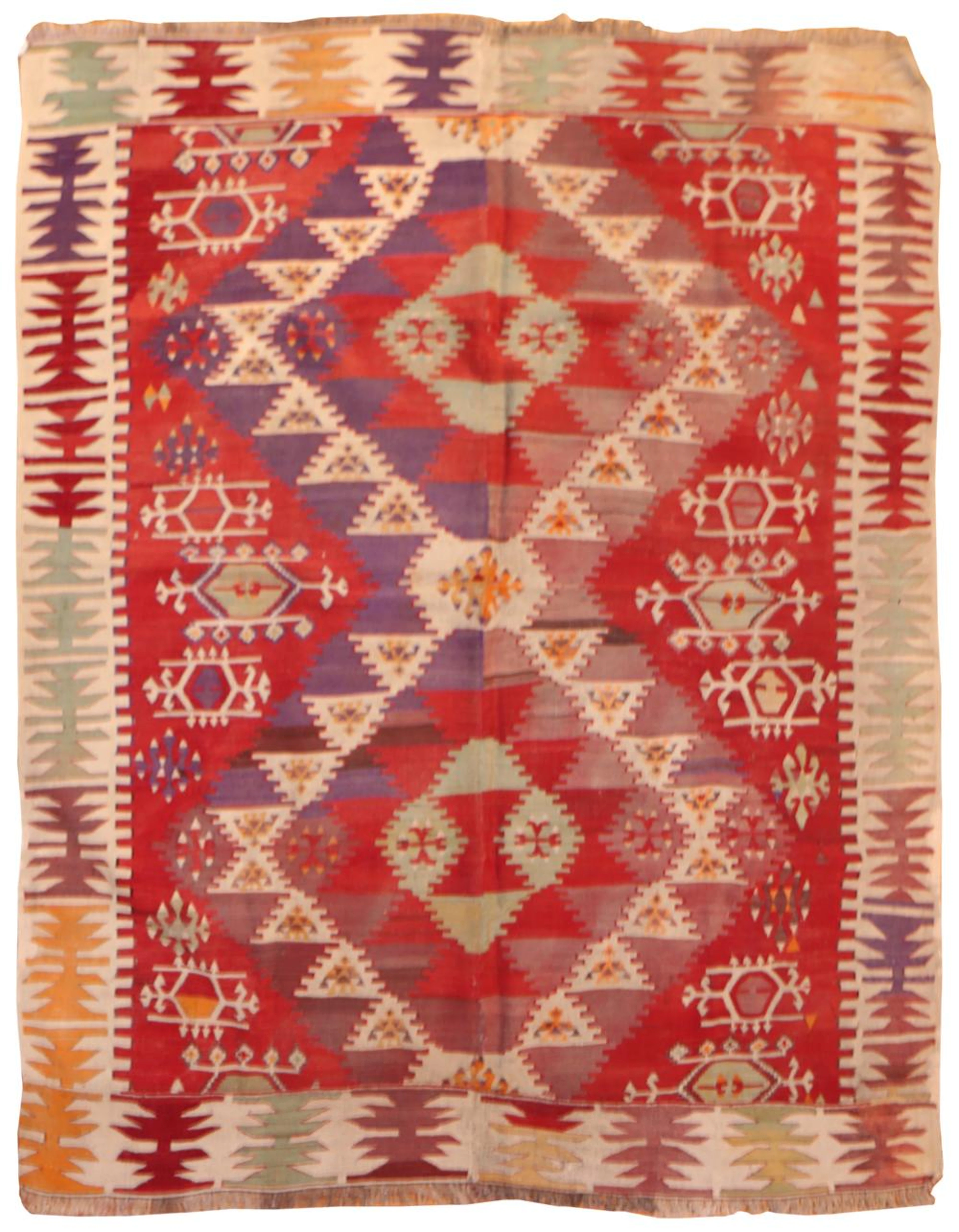 Vintage Turkish Kilim , 5 ft 4 in x 6 ft 6 in ( 1.63 m x 1.98 m )