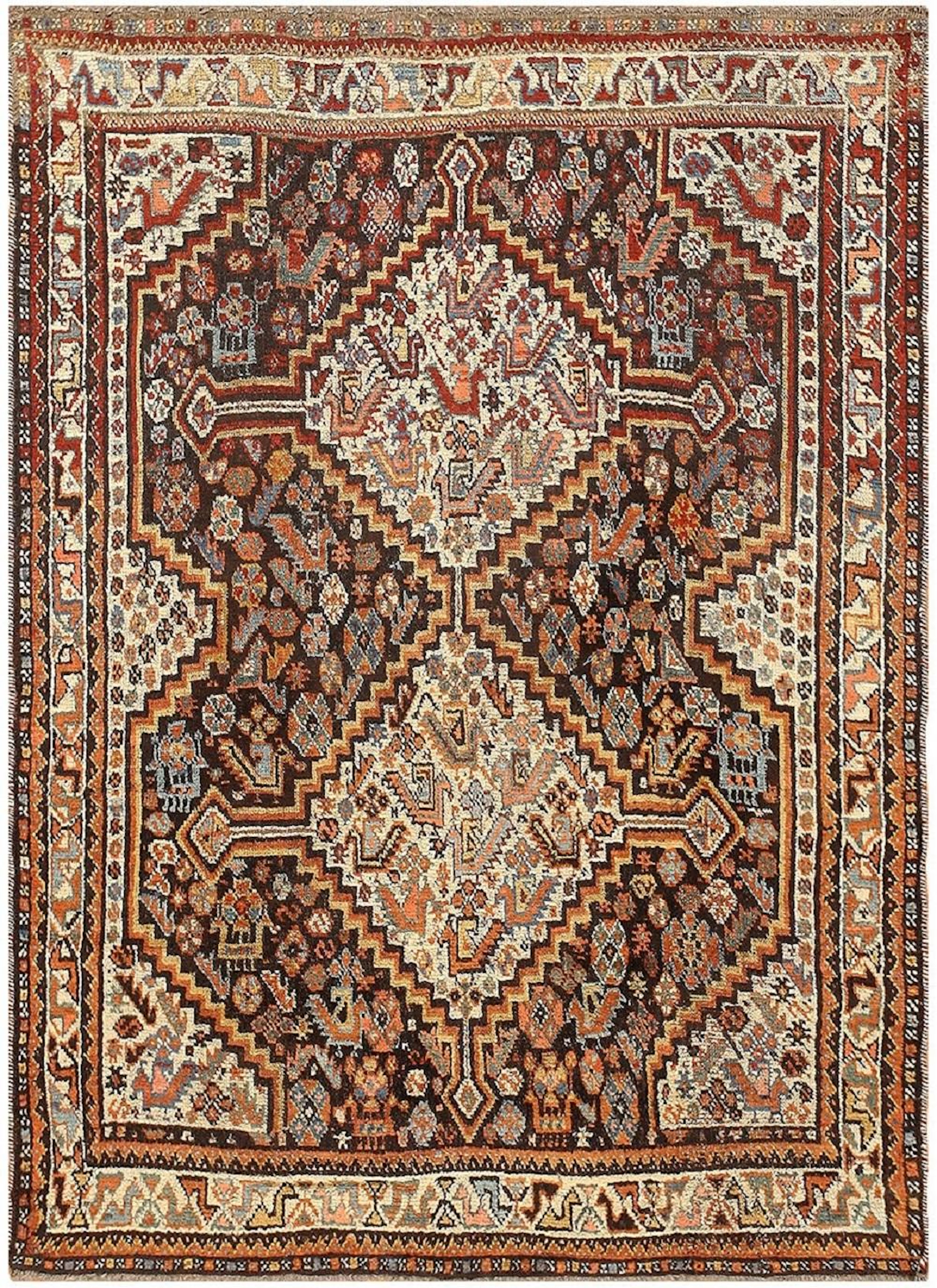 Antique Persian Ghashgai, 4 ft x 5 ft 2 in (1.22 m x 1.57 m)