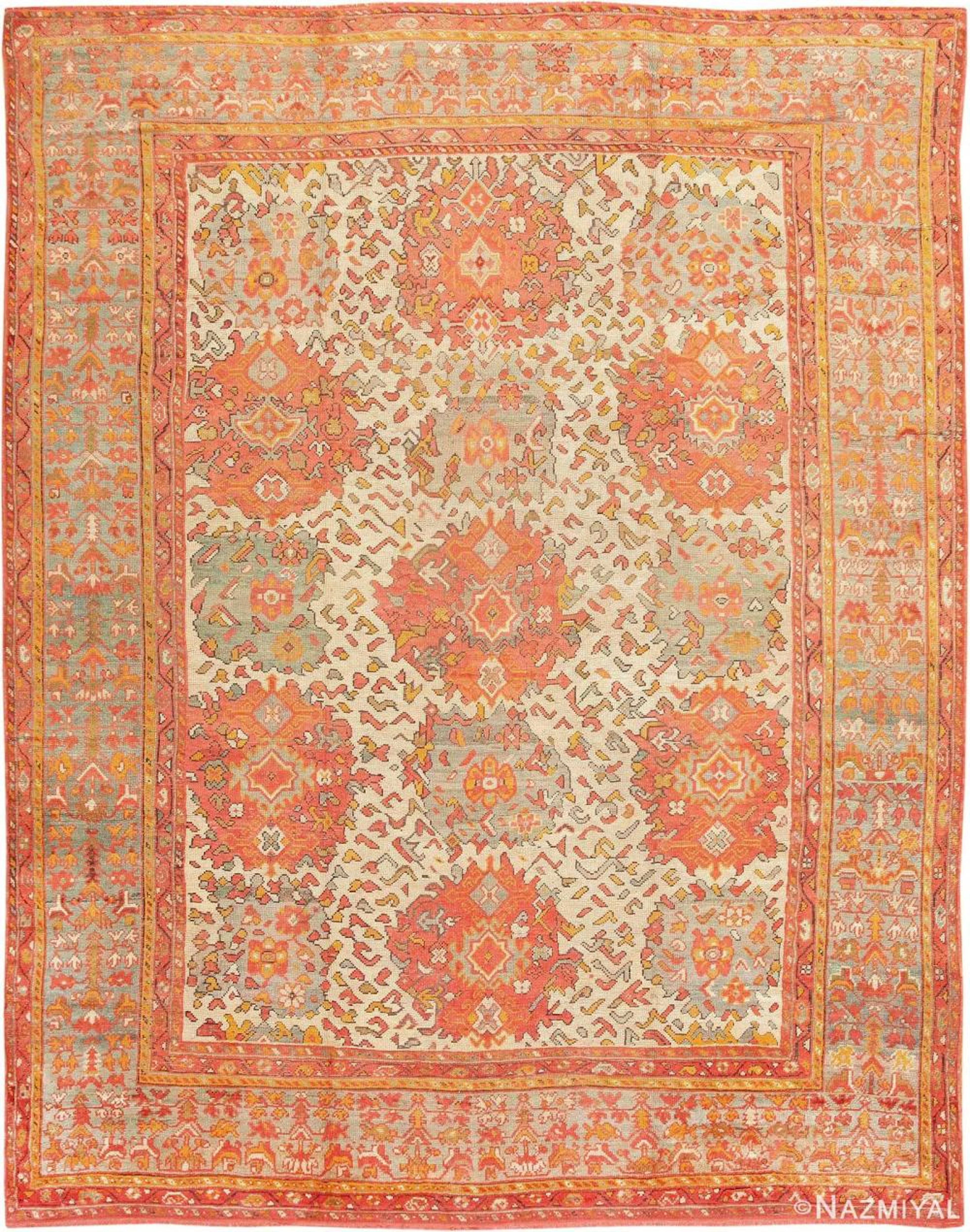 Antique Turkish Oushak carpet , 12 ft x 16 ft (3.66 m x 4.88 m)