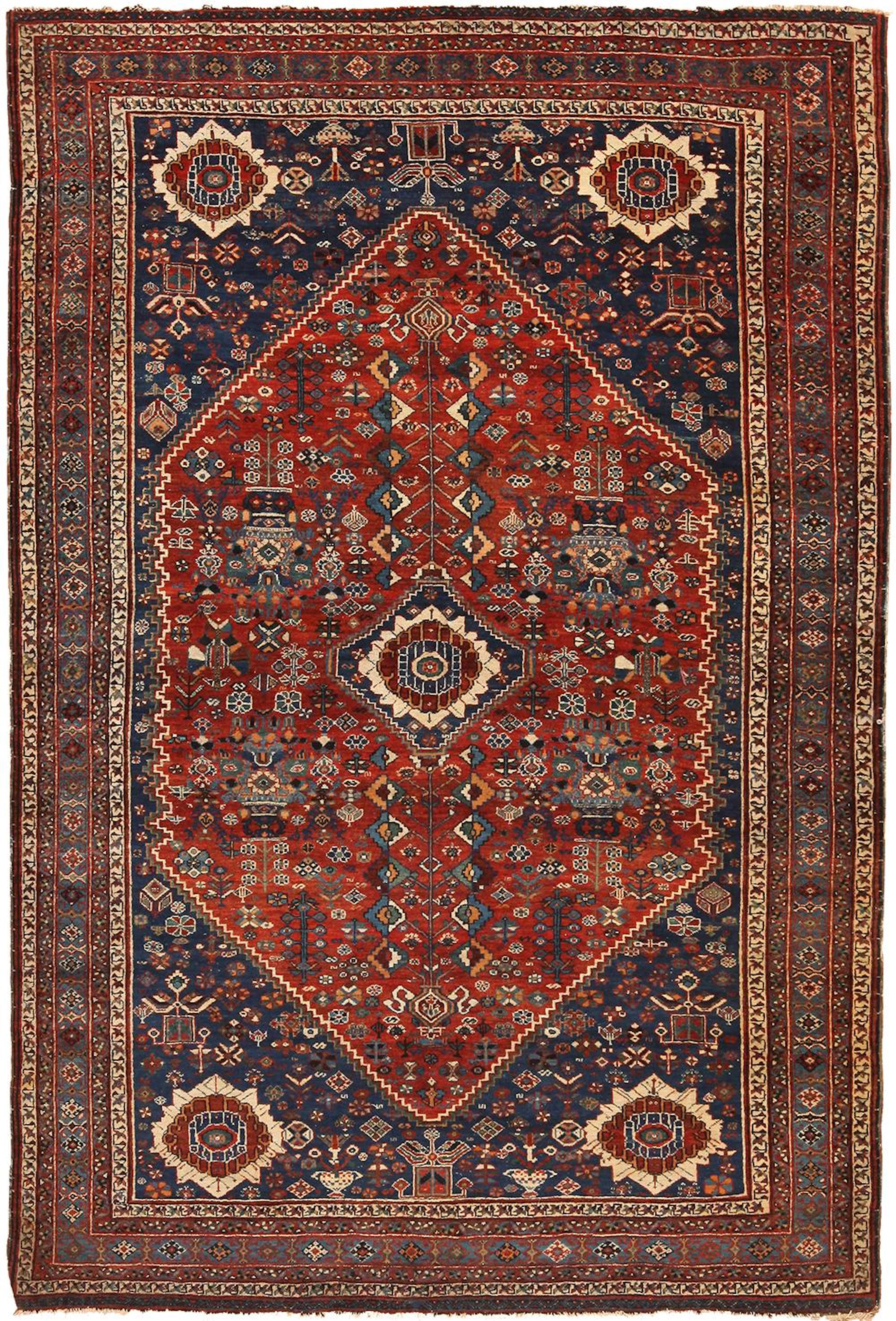 Antique Persian Farahan , size 5 ft x 7 ft ( 1.52 m x 2.13 m )