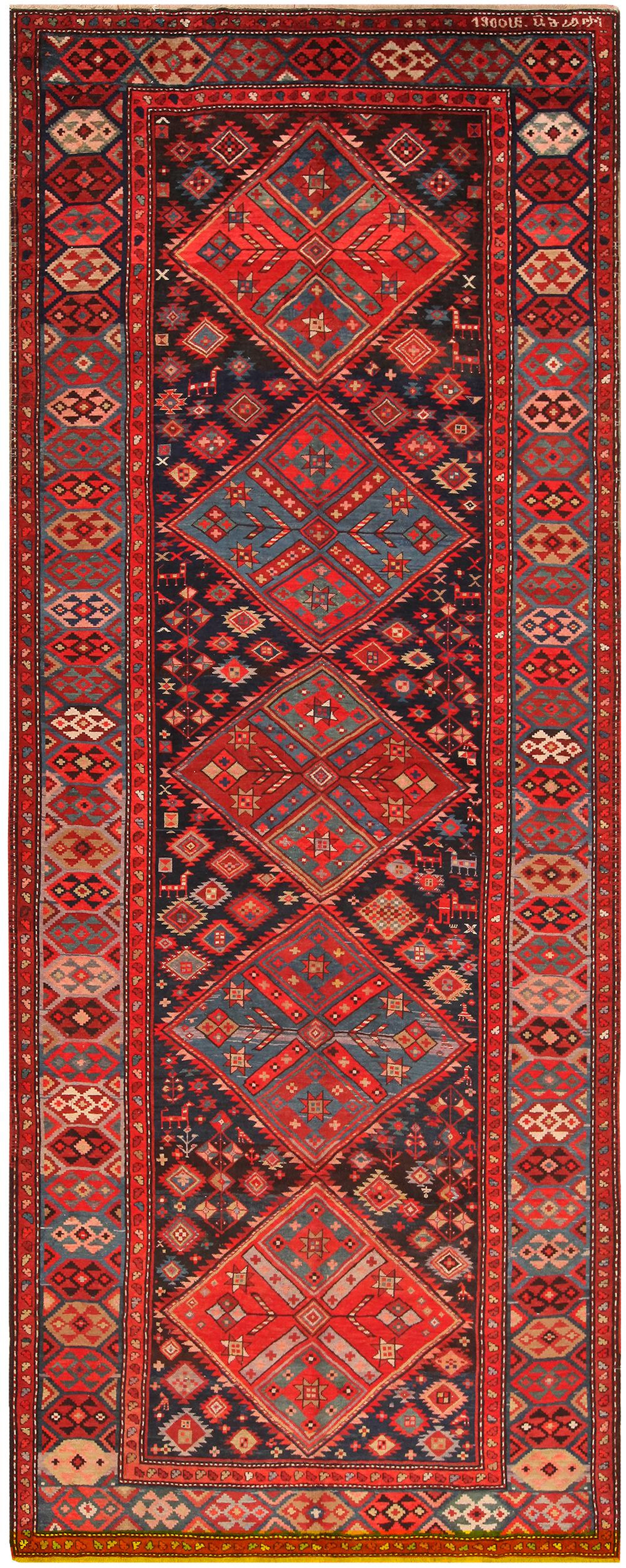 Antique Caucasian Runner , 6 ft x 15 ft 5 in ( 1.83 m x 4.7 m )