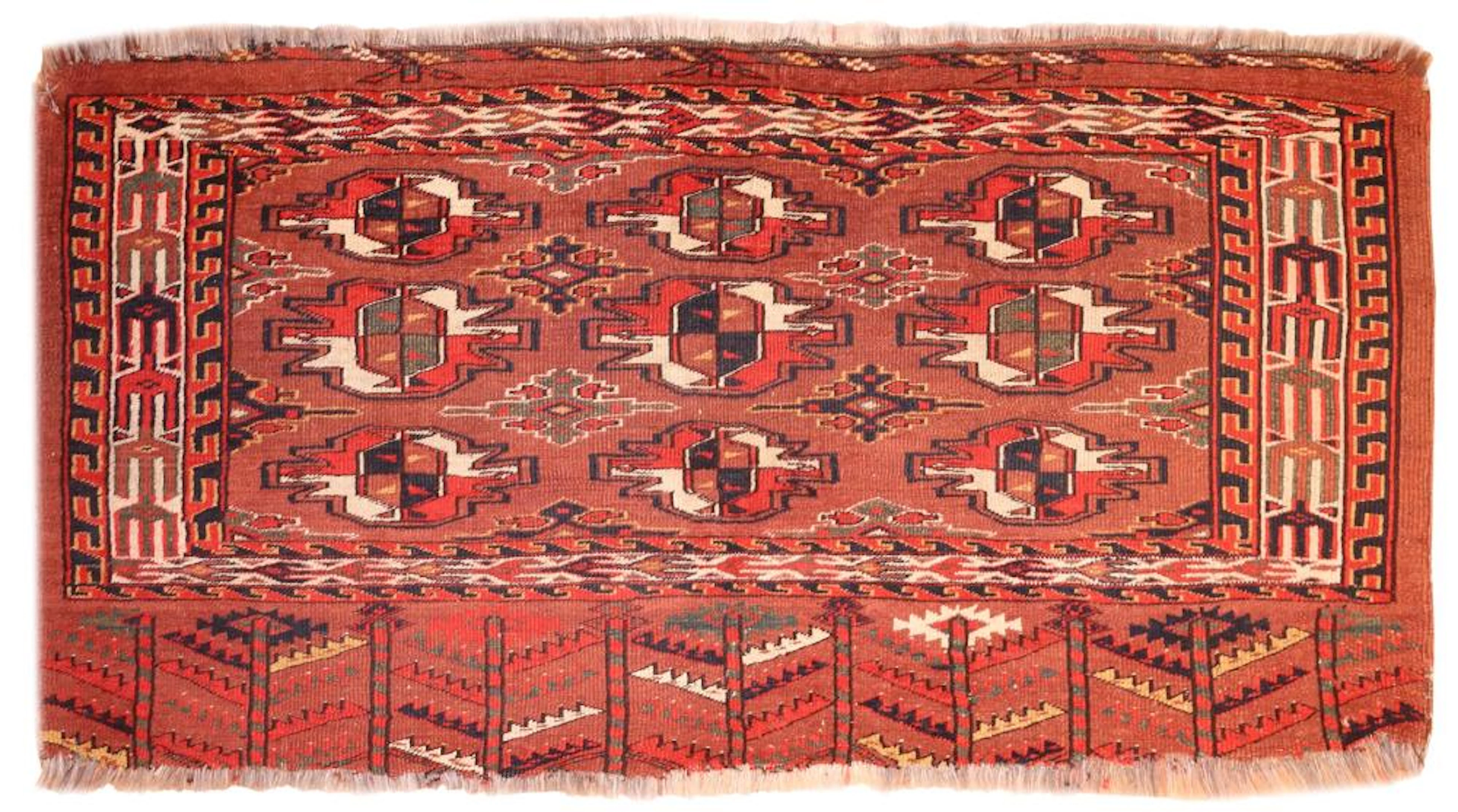 Antique Turkman Yomud Chuval , 2 ft 4 in x 4 ft 3 in ( 0.71 m x 1.30 m )
