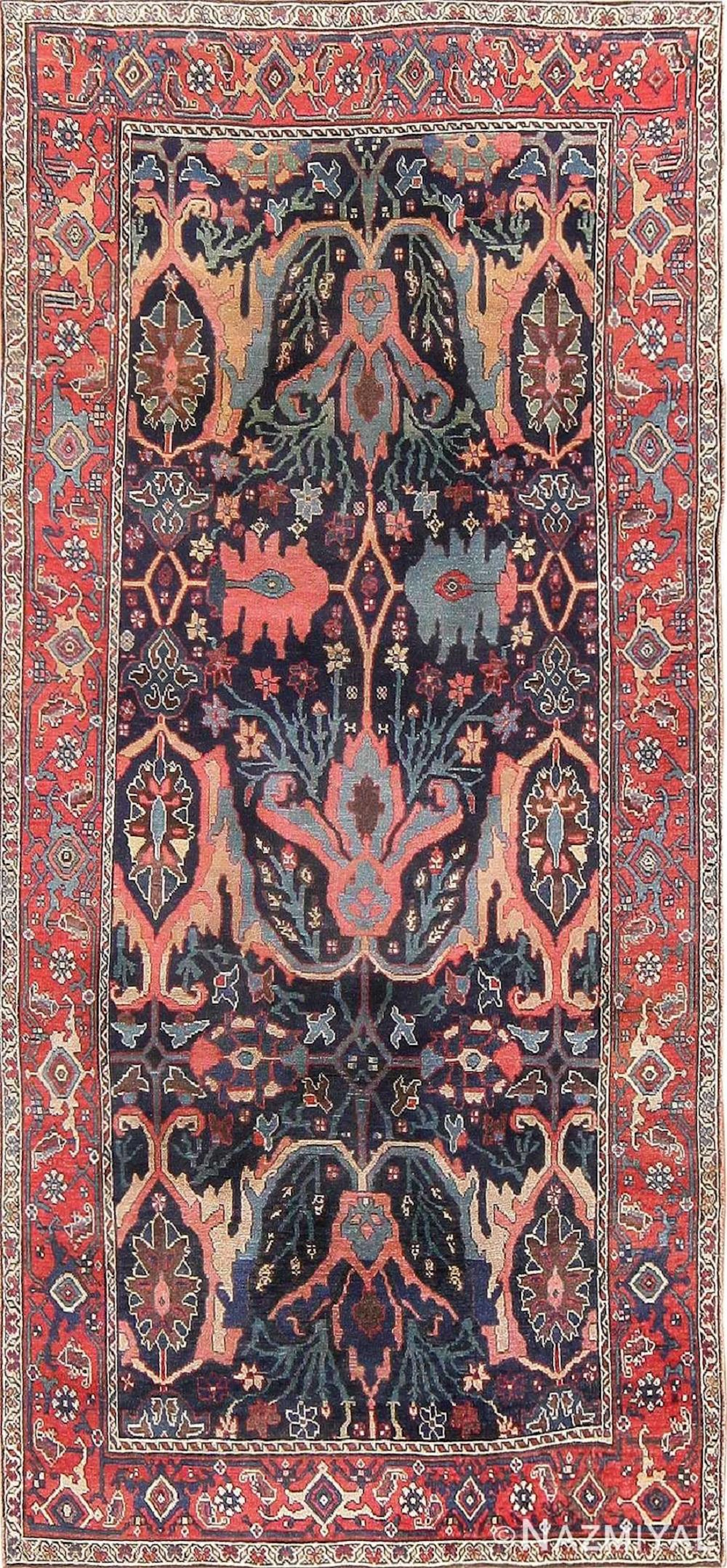 Antique Persian Bidjar . 5 ft 2 in x 11 ft 7 in (1.57 m x 3.53 m)