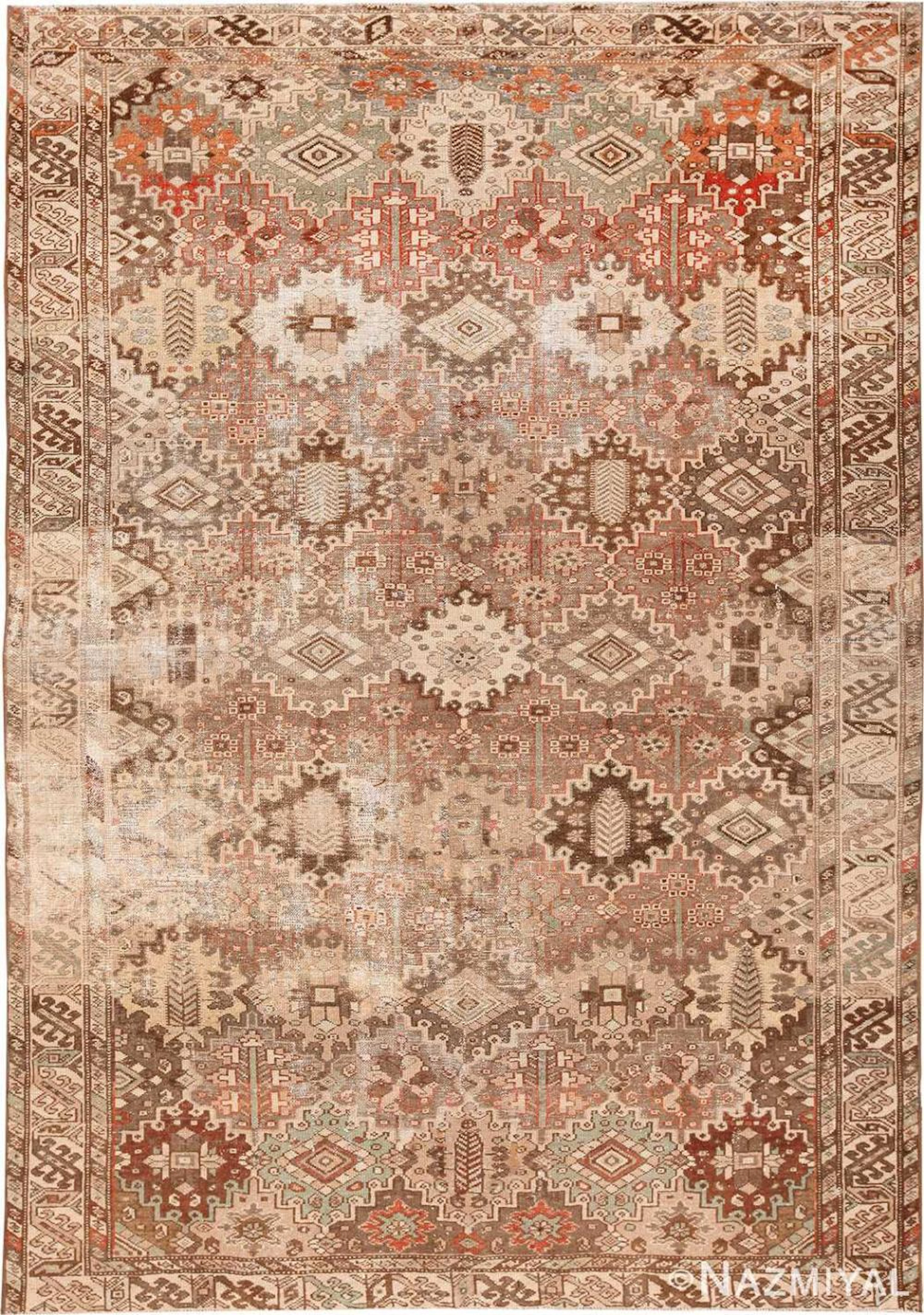 Antique Shabby Chic Persian Malayer , 6 ft 1 in x 9 ft 8 in (1.85 m x 2.95 m)