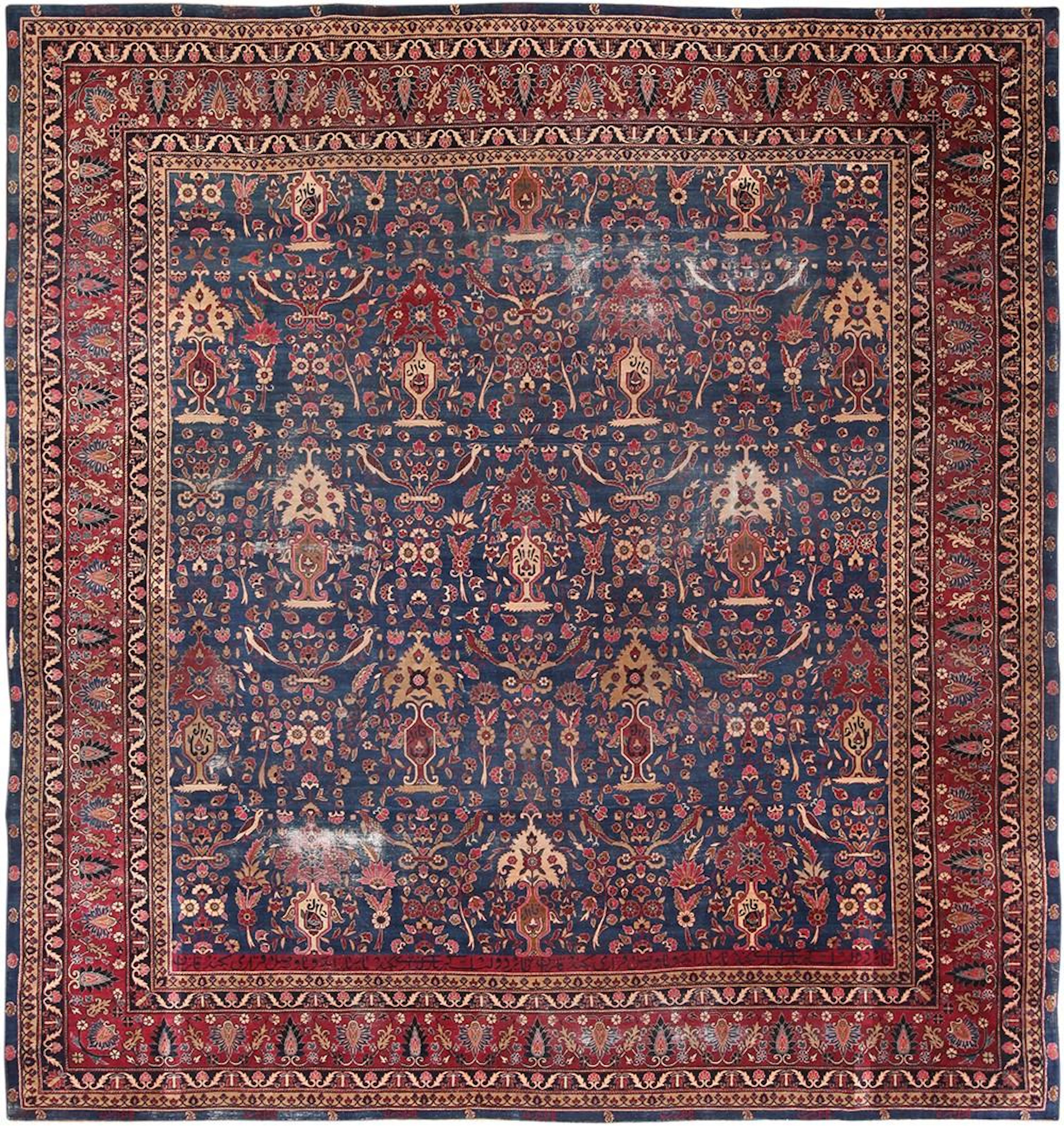 Antique Indian Gazan Kerman , 11 ft x 12 ft ( 3.35 m x 3.65 m )
