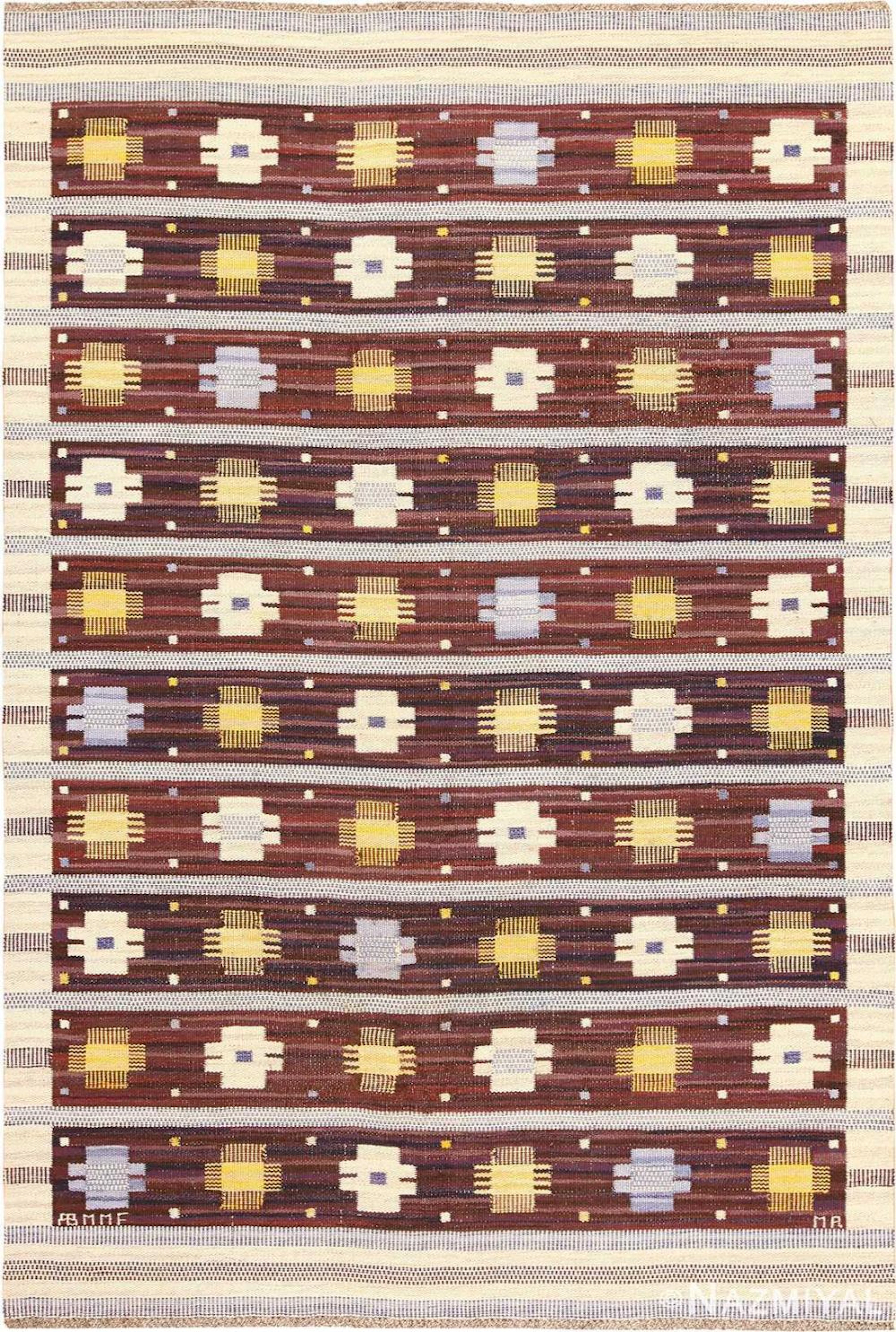 Vintage Swedish Kilim ,6 ft 8 in x 10 ft (2.03 m x 3.05 m)