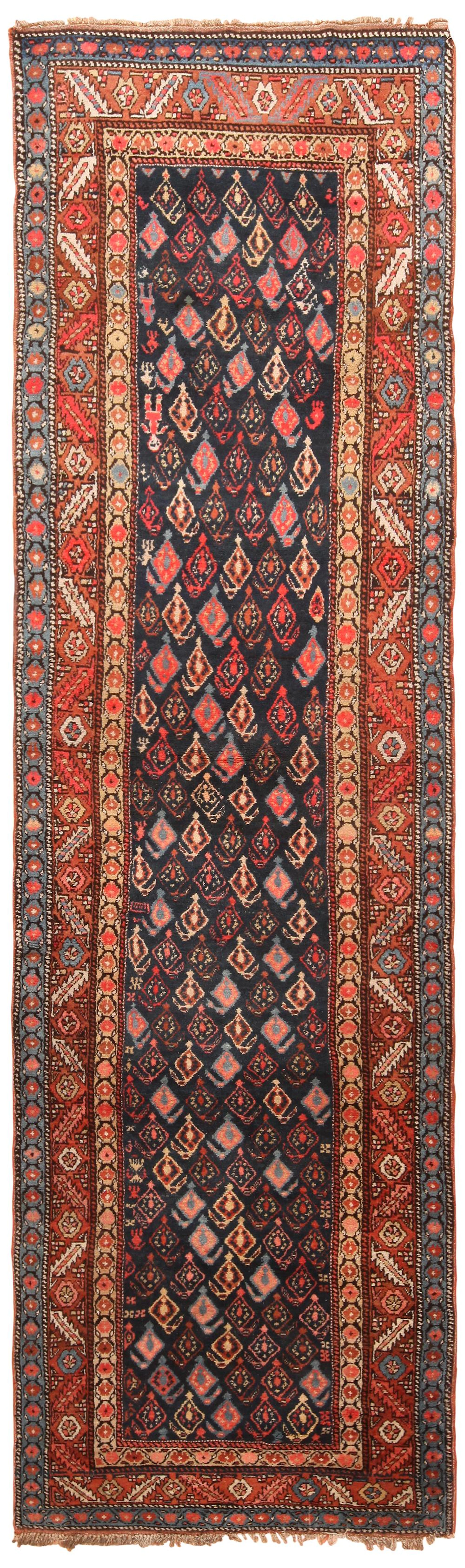 Antique N.W Persian runner , 3 ft 8 in x 12 ft 4 in ( 1.12 m x 3.76 m )