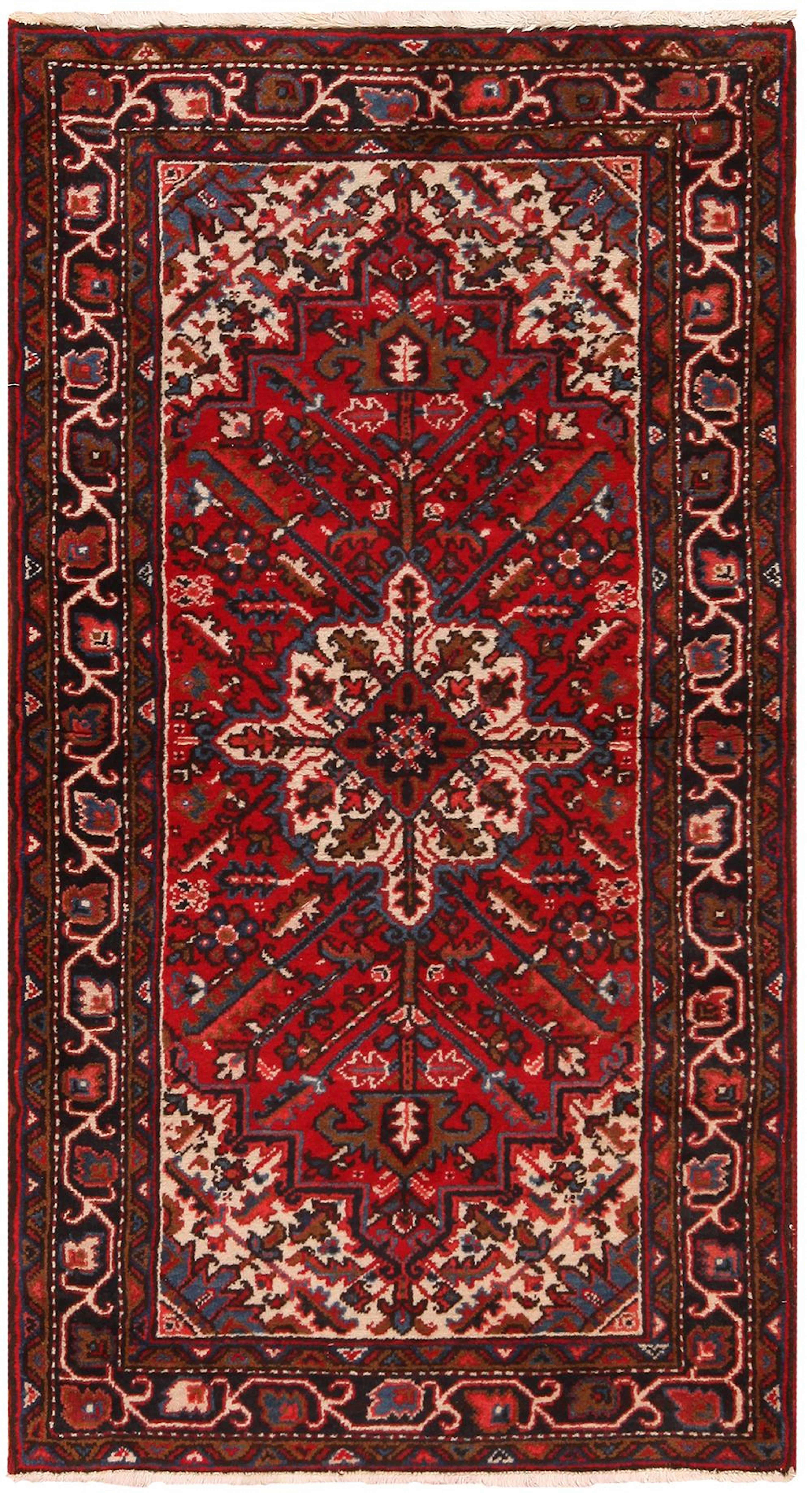 Vintage Persian Heriz , 3 ft 2 in x 6 ft ( 0.96 m x 1.83 m )