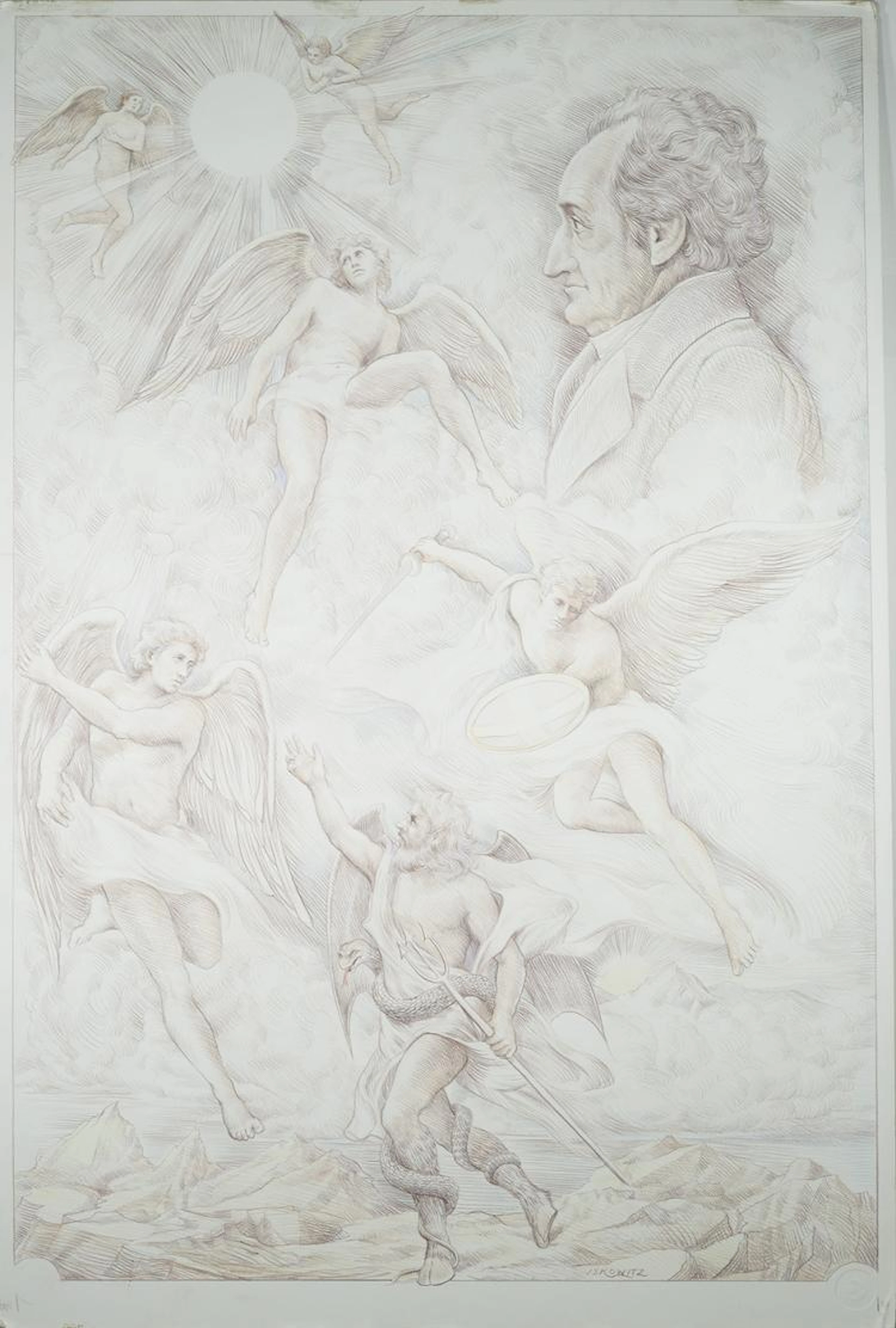Goethe By Original Artist Joel Iskowitz - Pencil and aquarelle on board