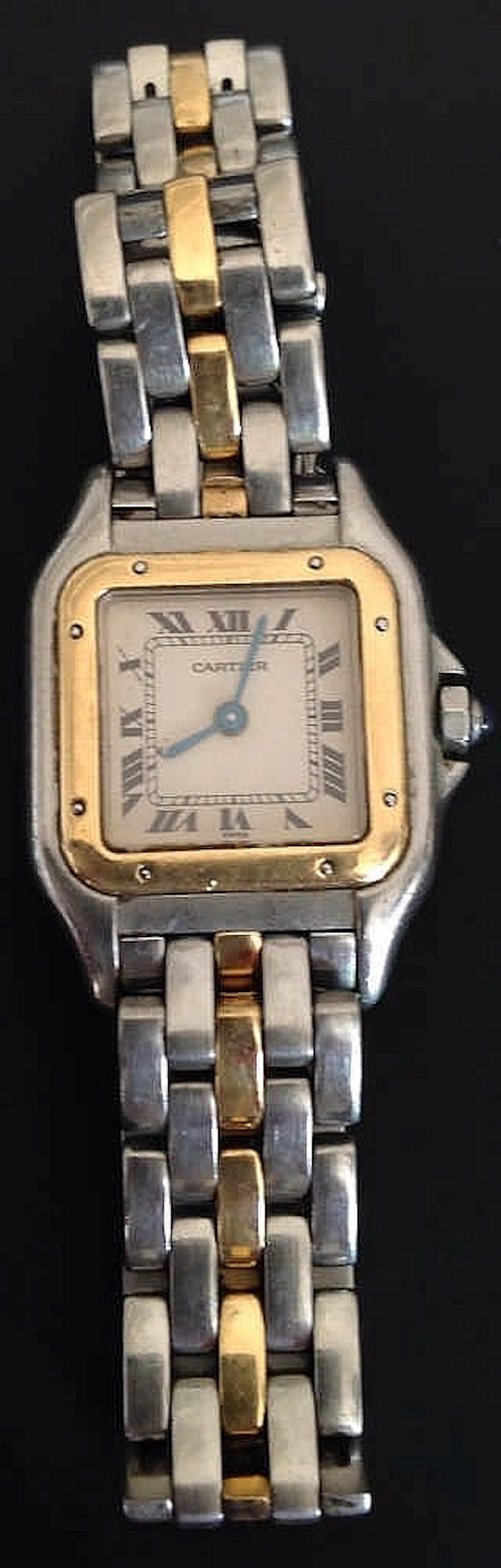 A LADIES' CARTIER 'PANTHERE' STAINLESS STEEL AND