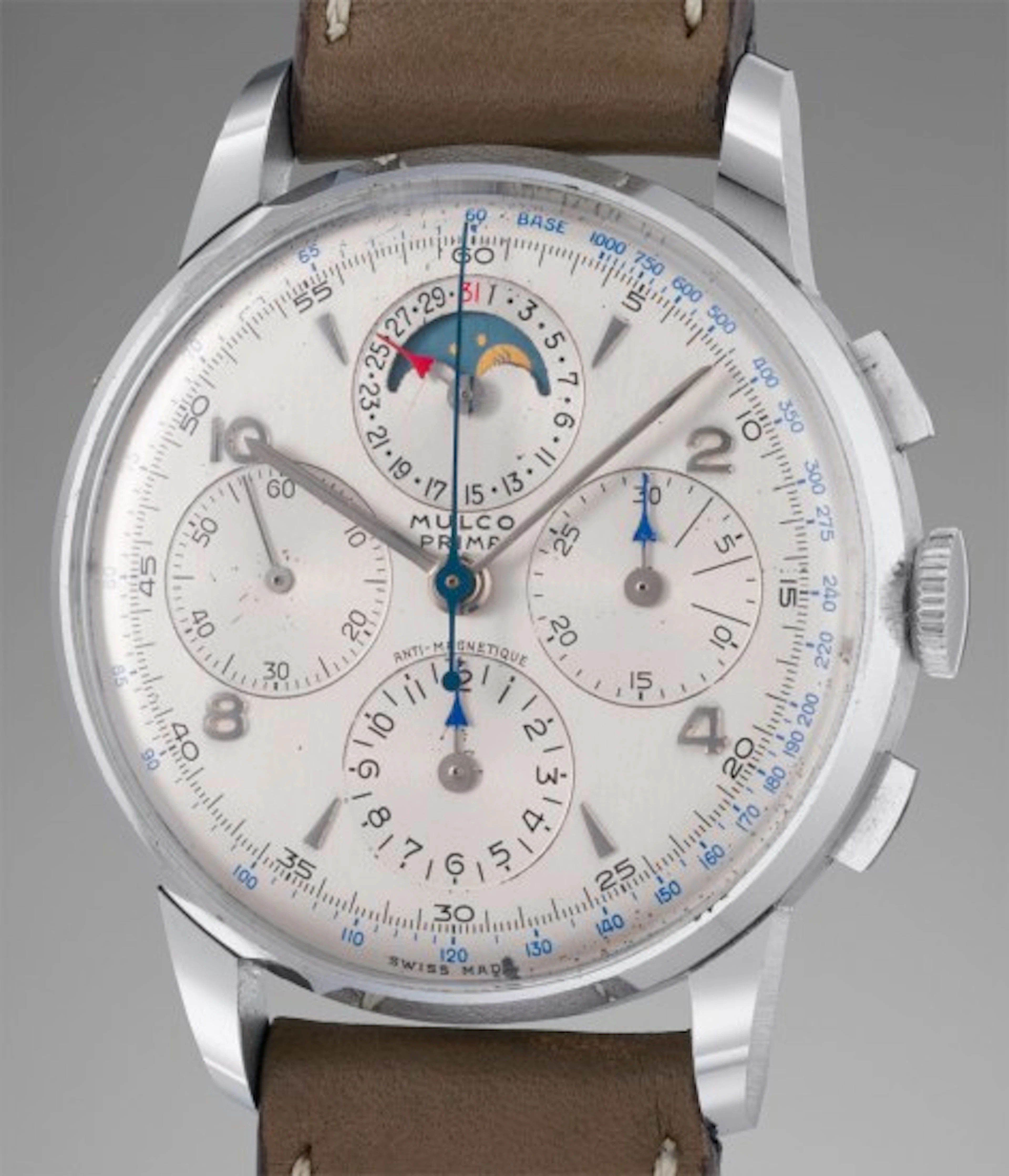 A rare and incredibly well-preserved stainless steel chronograph...
