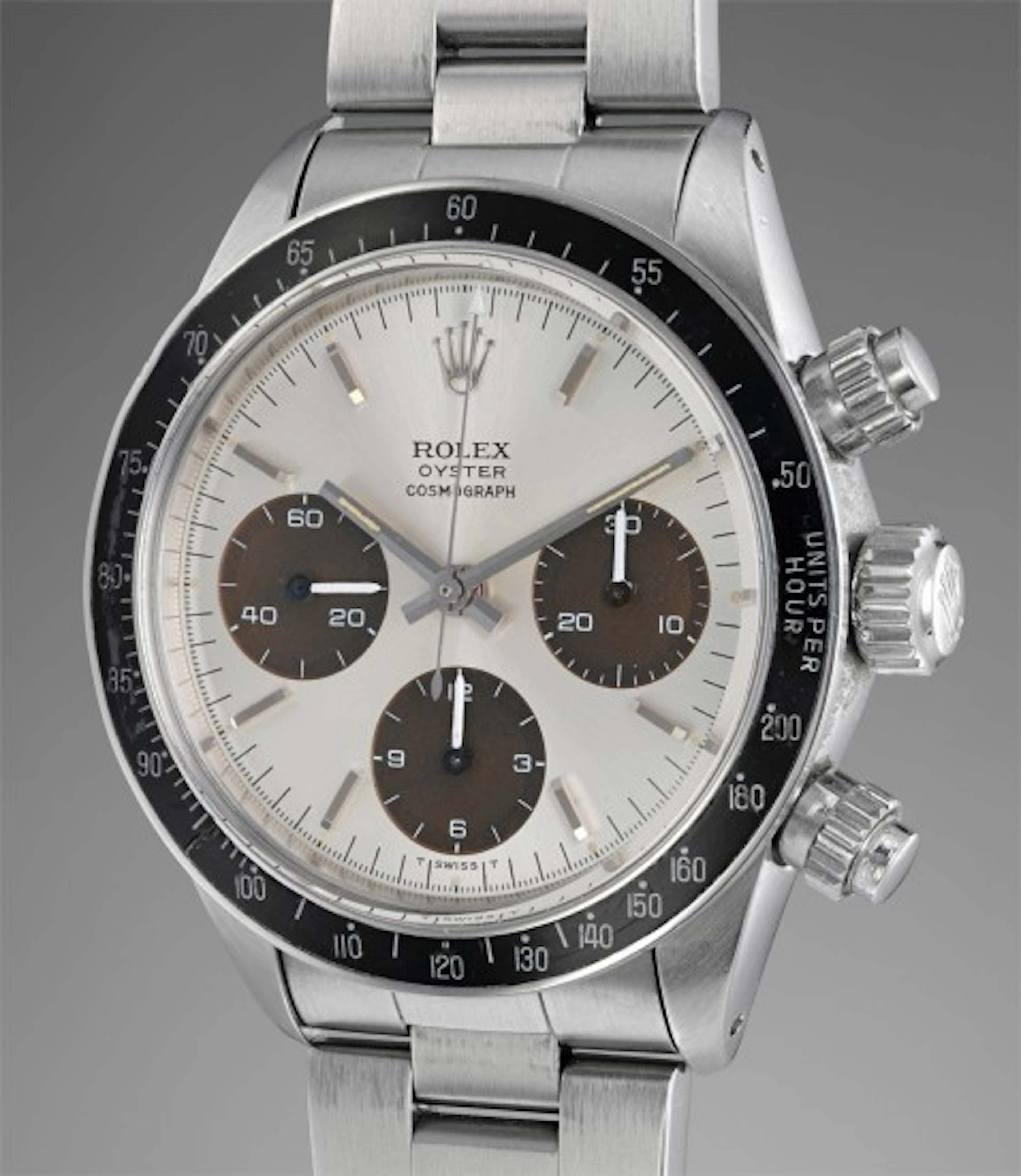 A fine and very rare stainless steel chronograph wristwatch with...