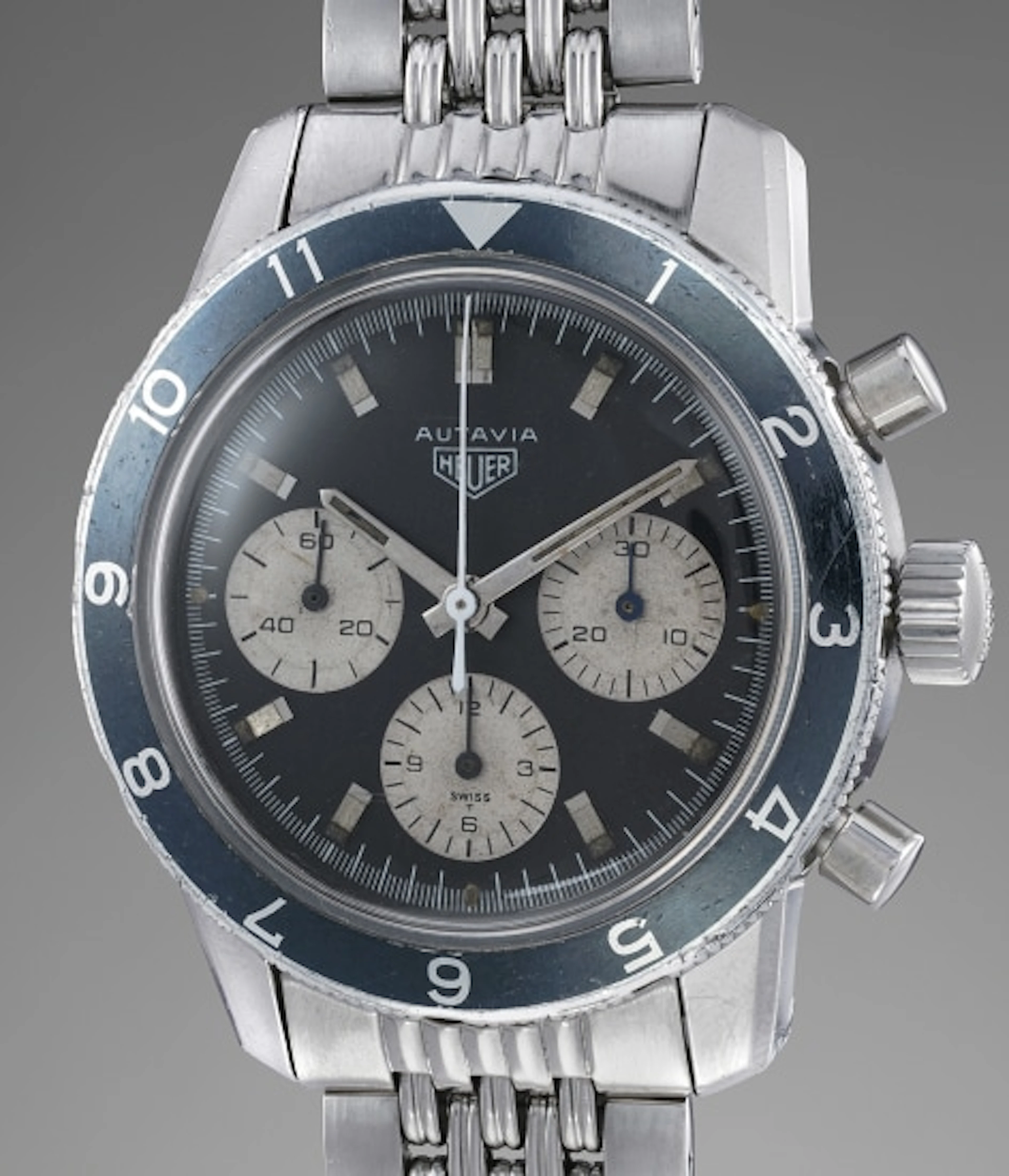 A rare and attractive stainless steel chronograph...