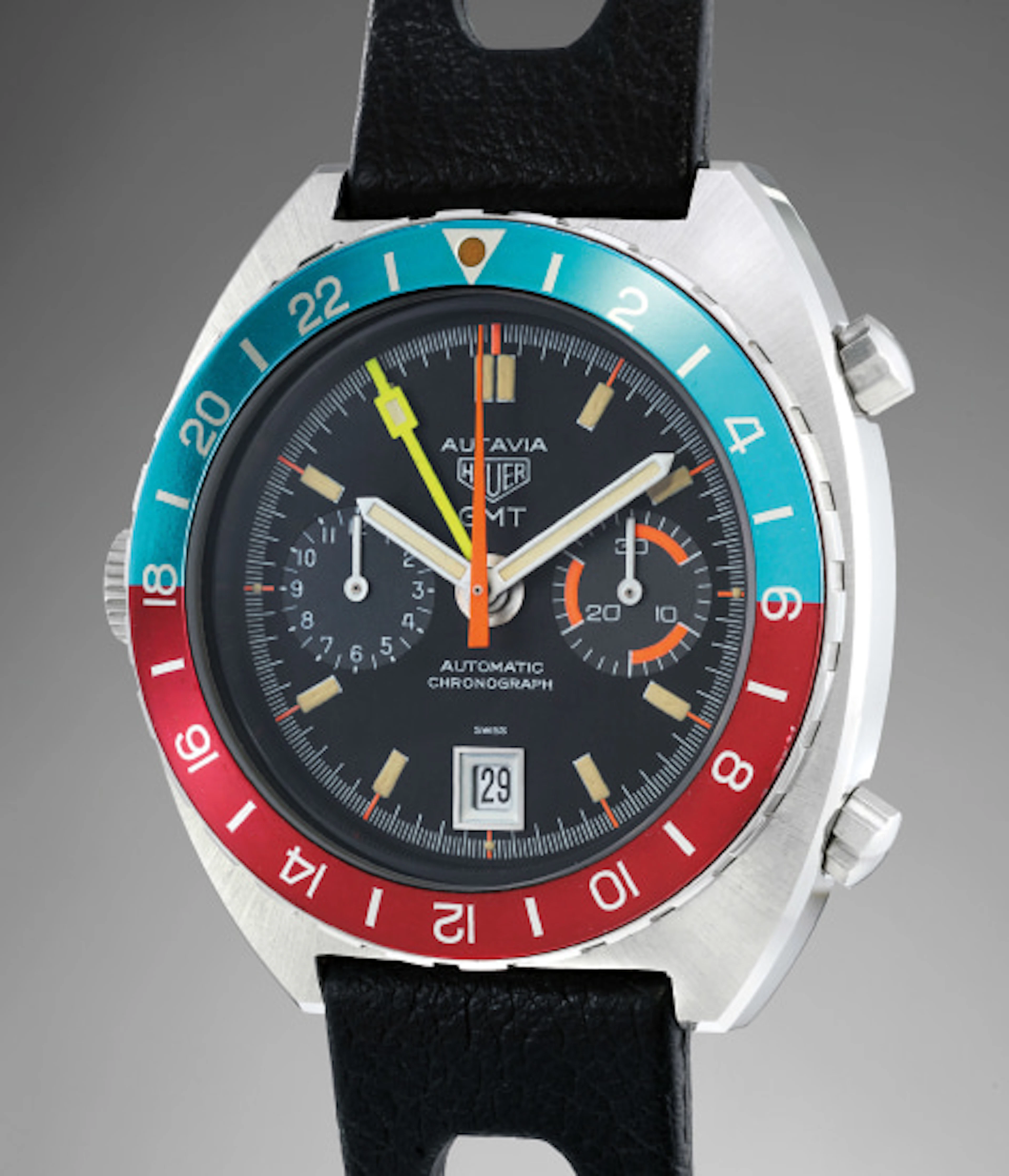 A fine and rare stainless steel chronograph wristwatch...