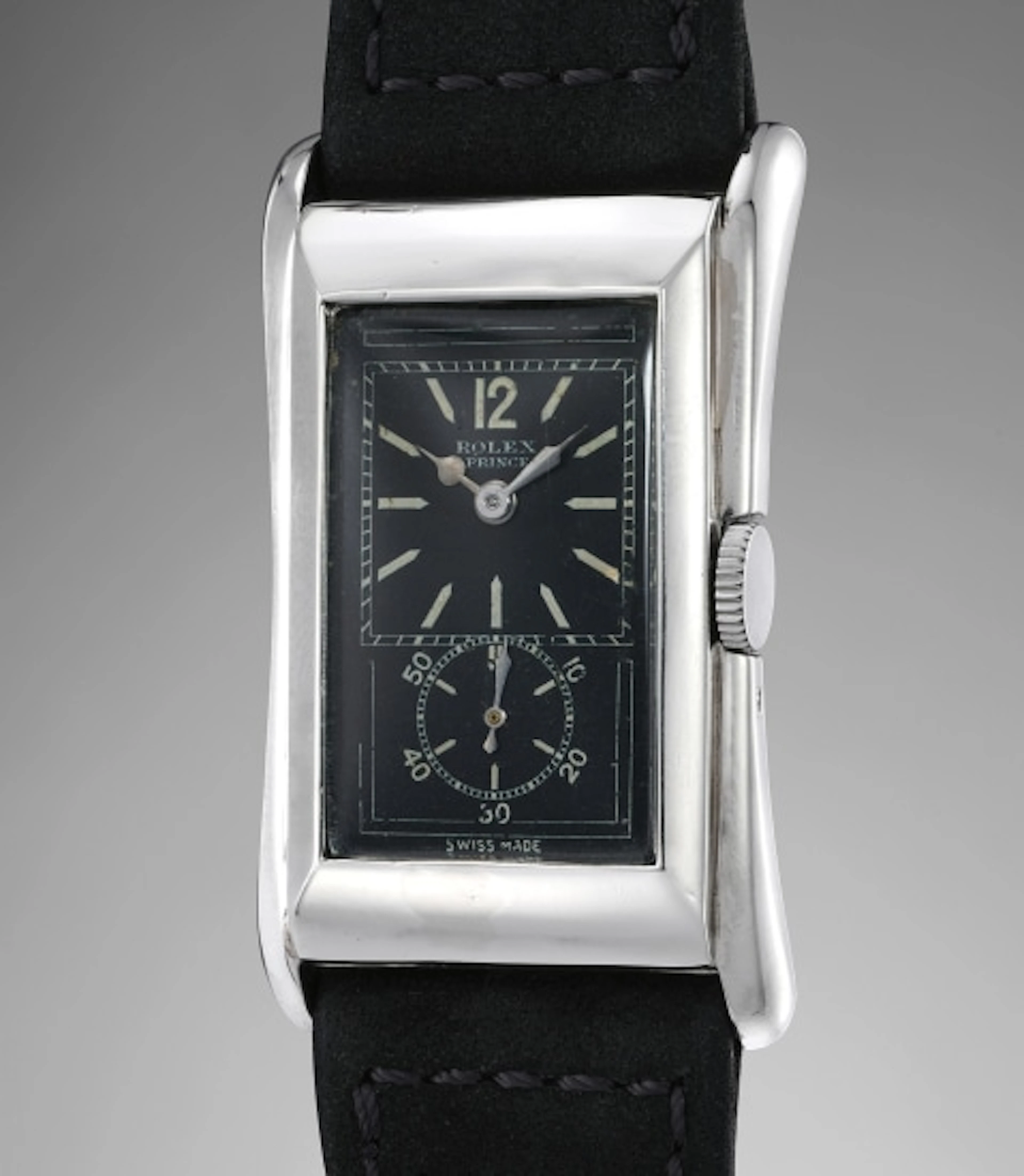 An extremely rare and attractive platinum rectangular...