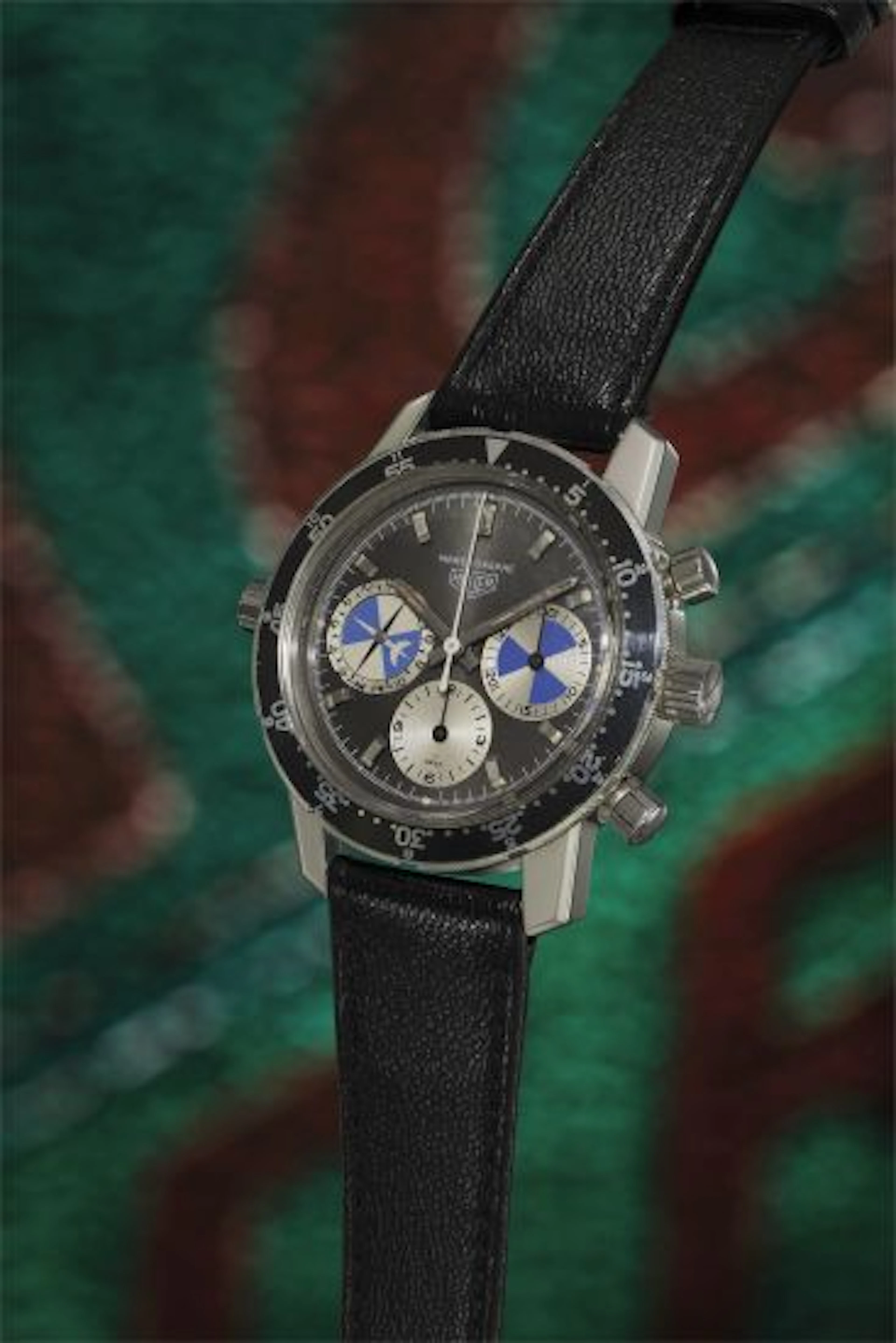 A fine and extremely rare stainless steel chronograph wristwatch with