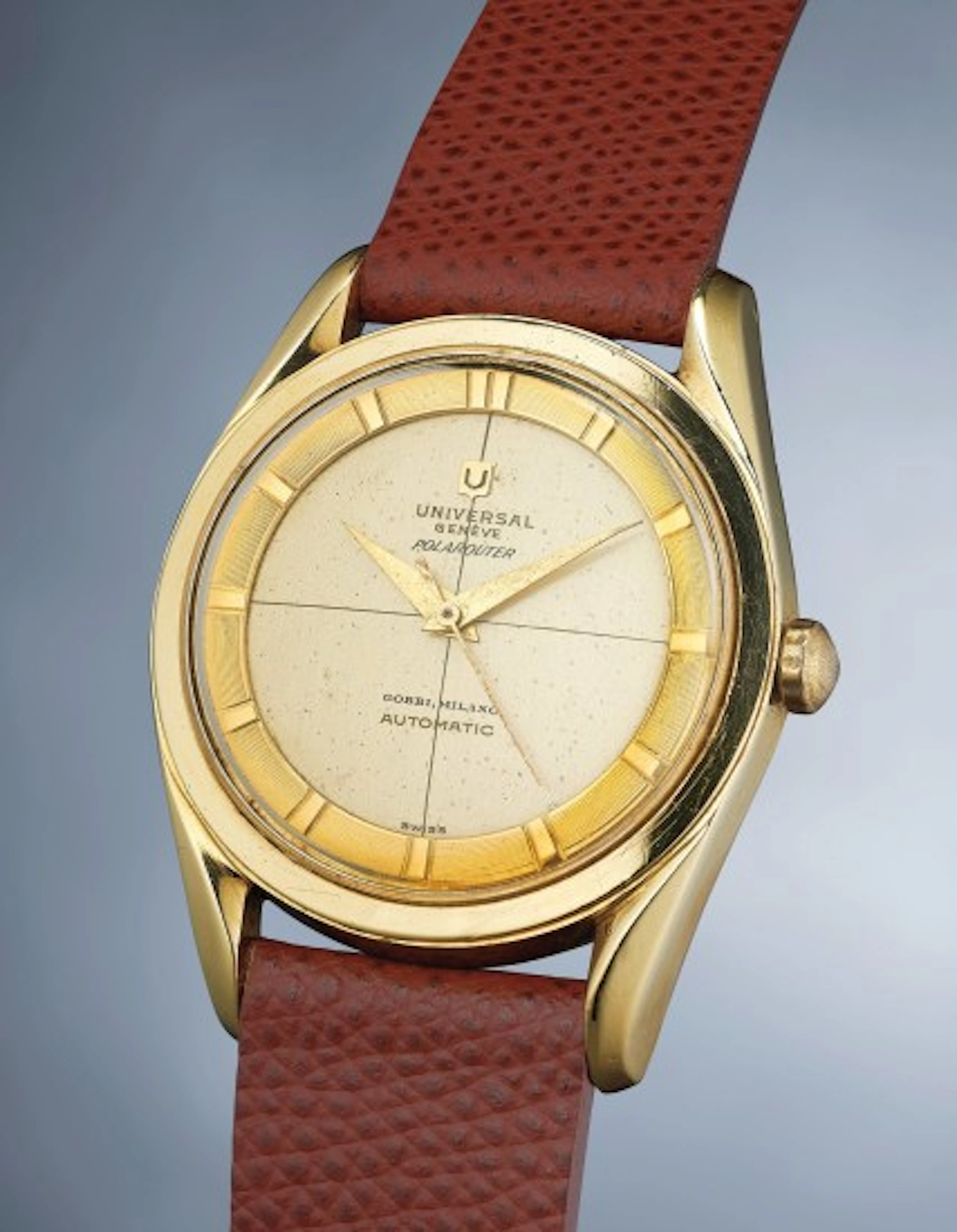 A fine and rare gold capped wristwatch with sweep center seconds