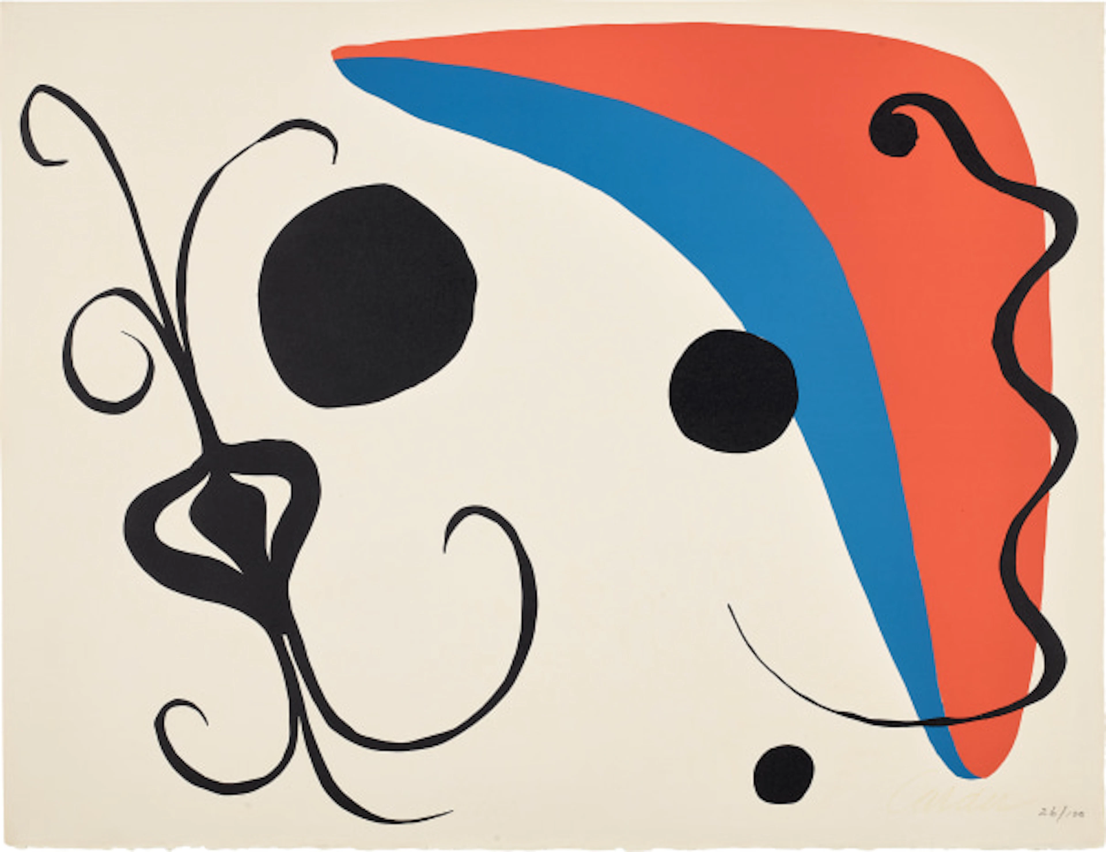 Alexander Calder - Boomerang rouge et bleu avec oignon...