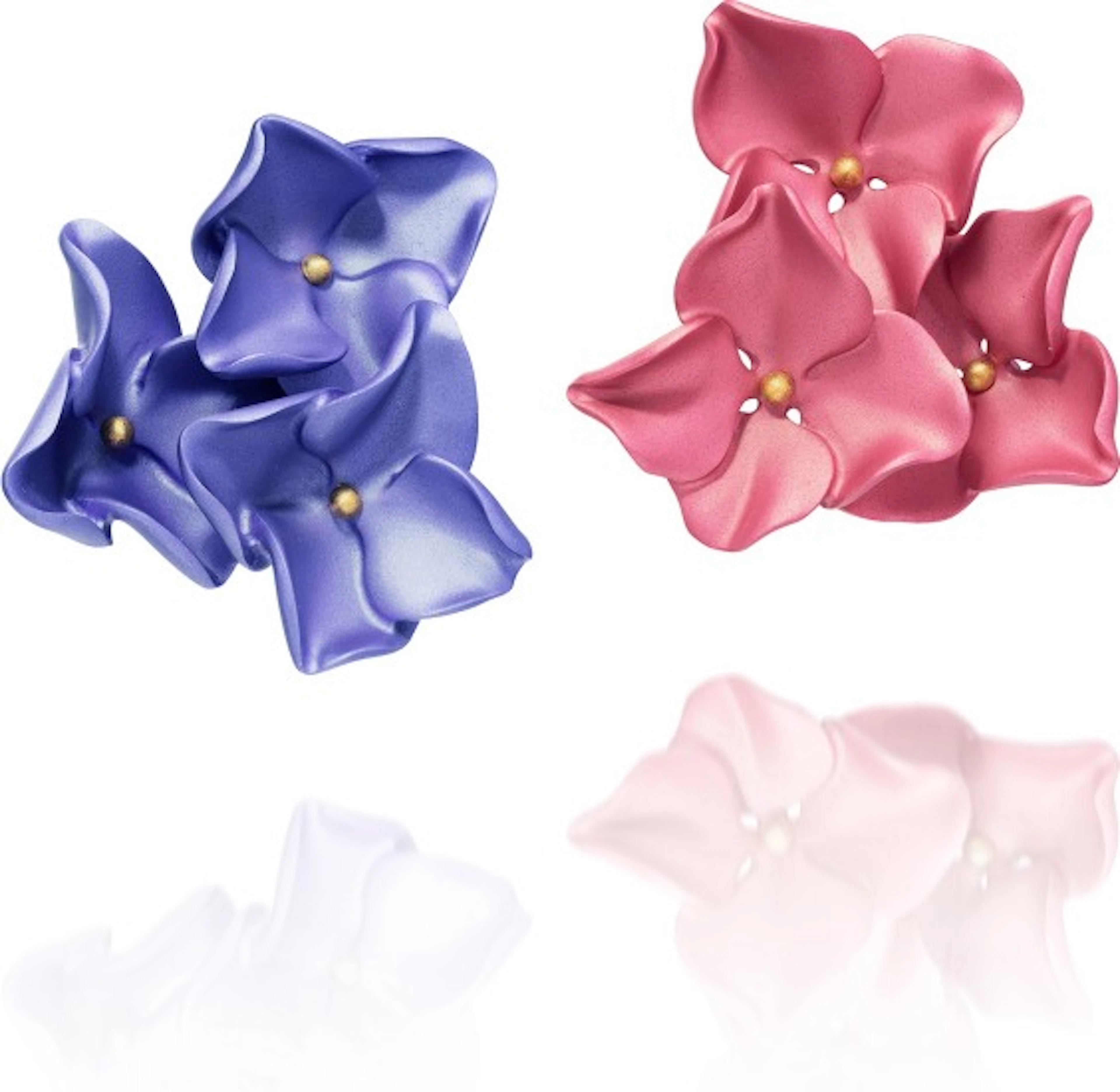 JAR - Pair of Aluminium, Titanium and Pink Gold Ear Clips, 'Hydrangea'