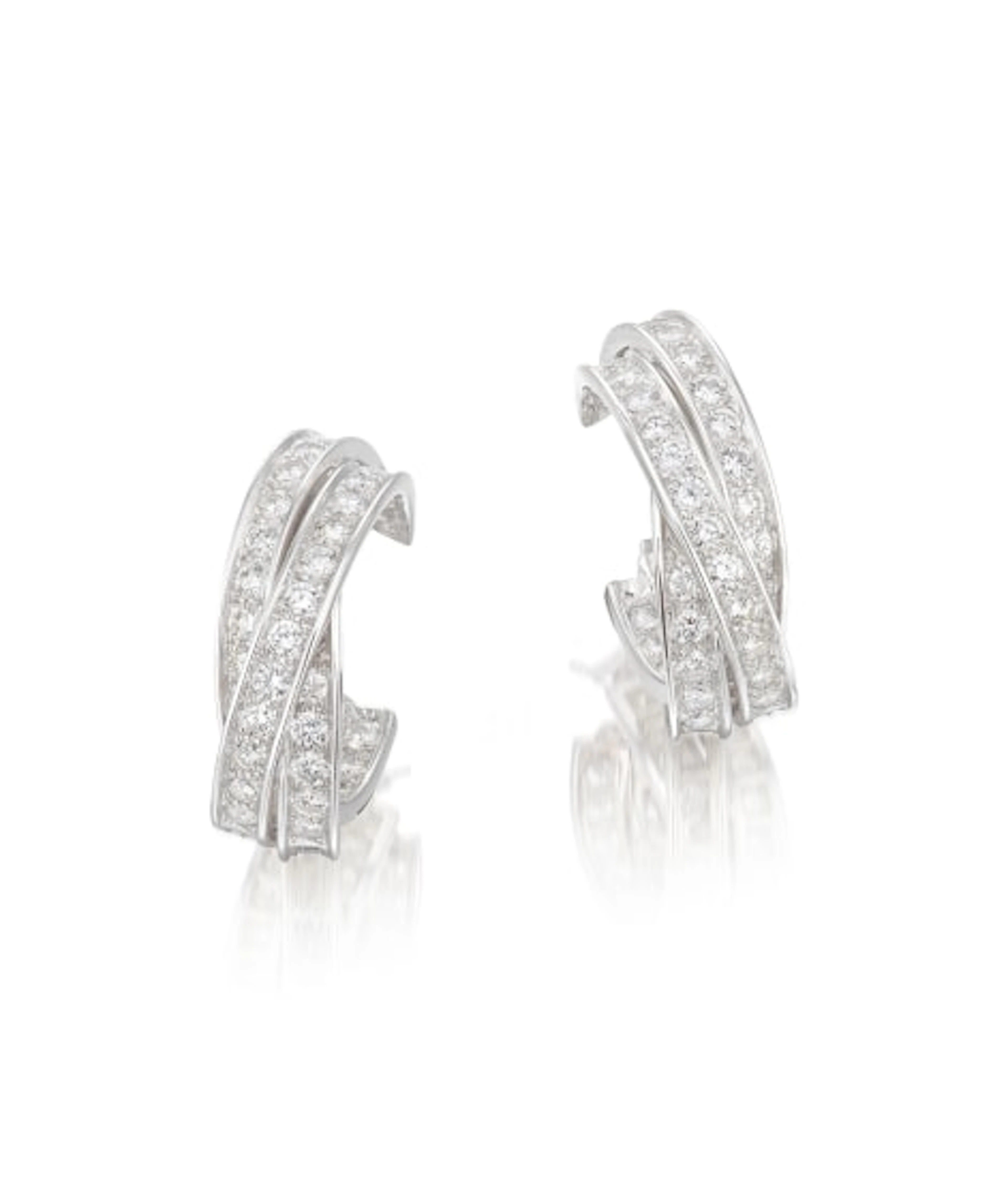Cartier - Pair of Diamond Ear Clips, 'Trinity'