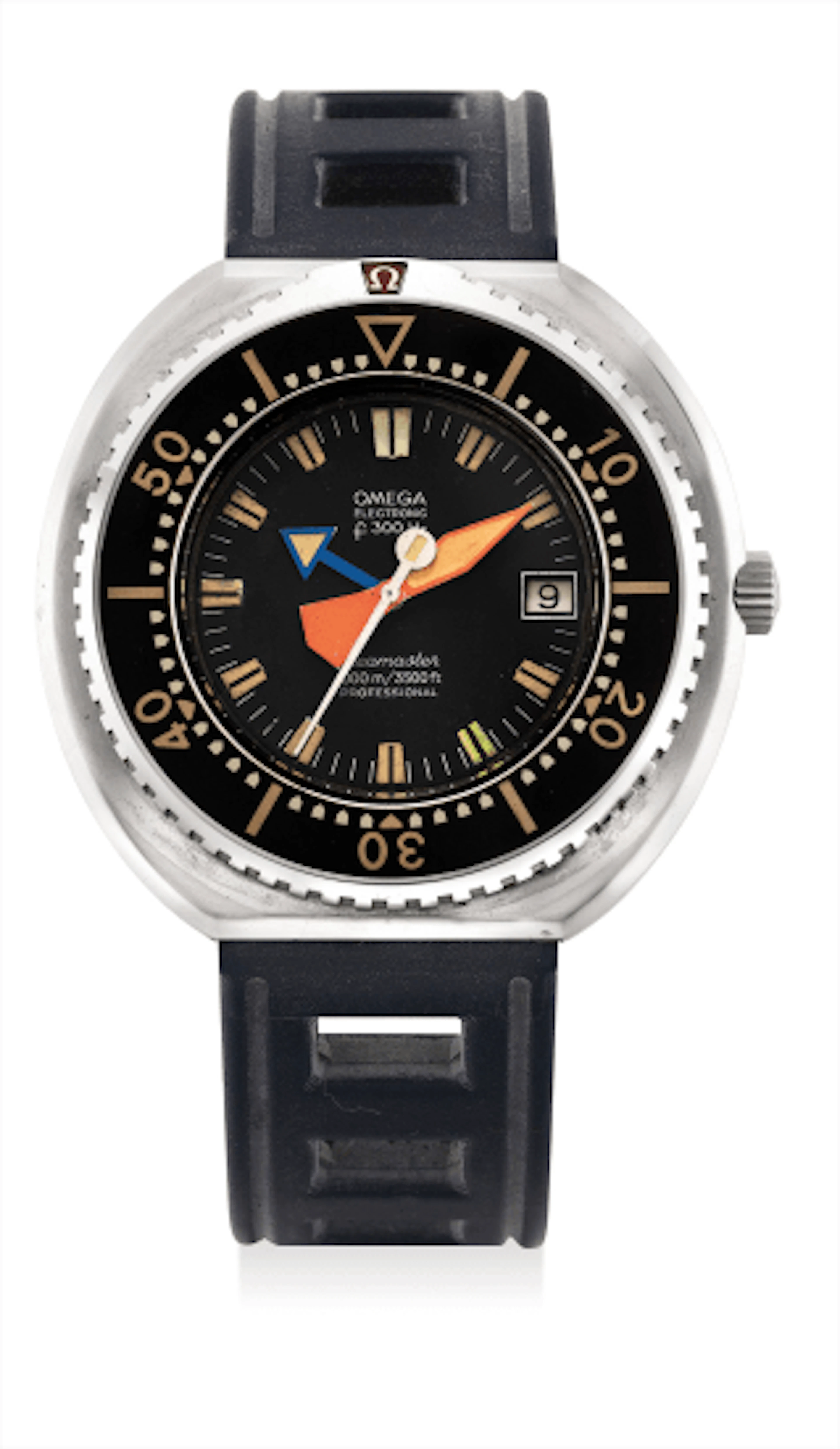 An extremely rare and attractive stainless steel electronic diver’s...